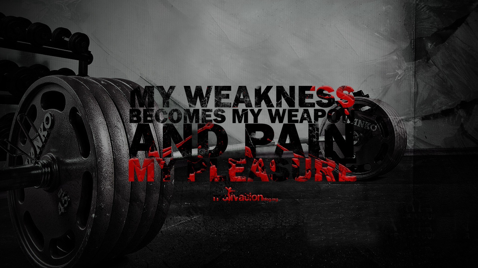 Motivational quote about weakness and pain in a gym HD Wallpaper