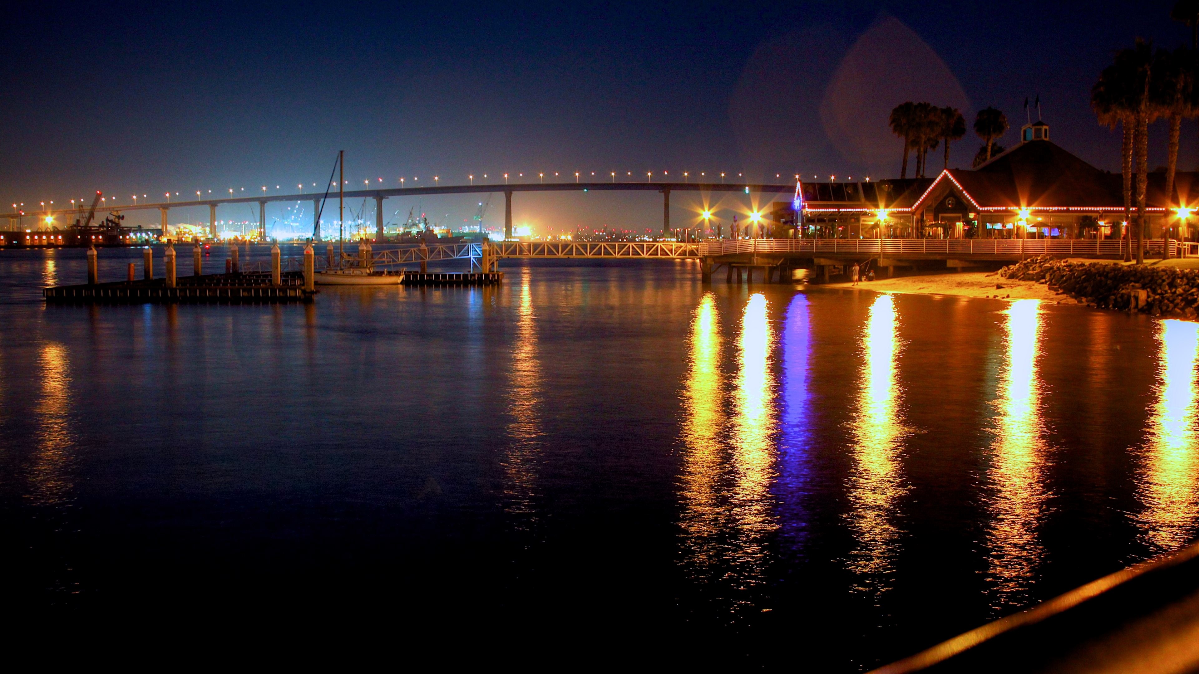 Coronado Bridge at Night with City Lights HD Wallpaper