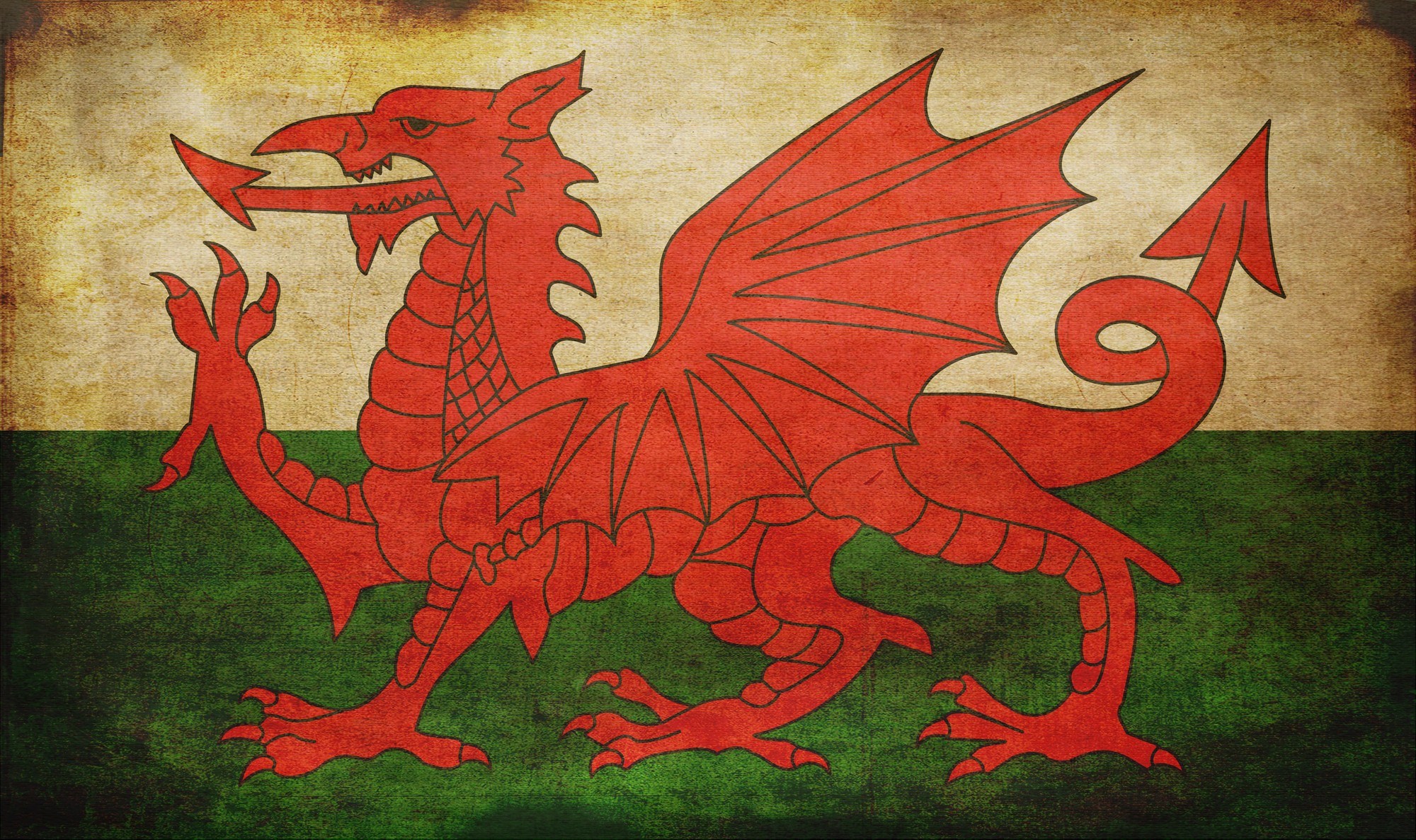 Flag of Wales with a dragon HD Wallpaper