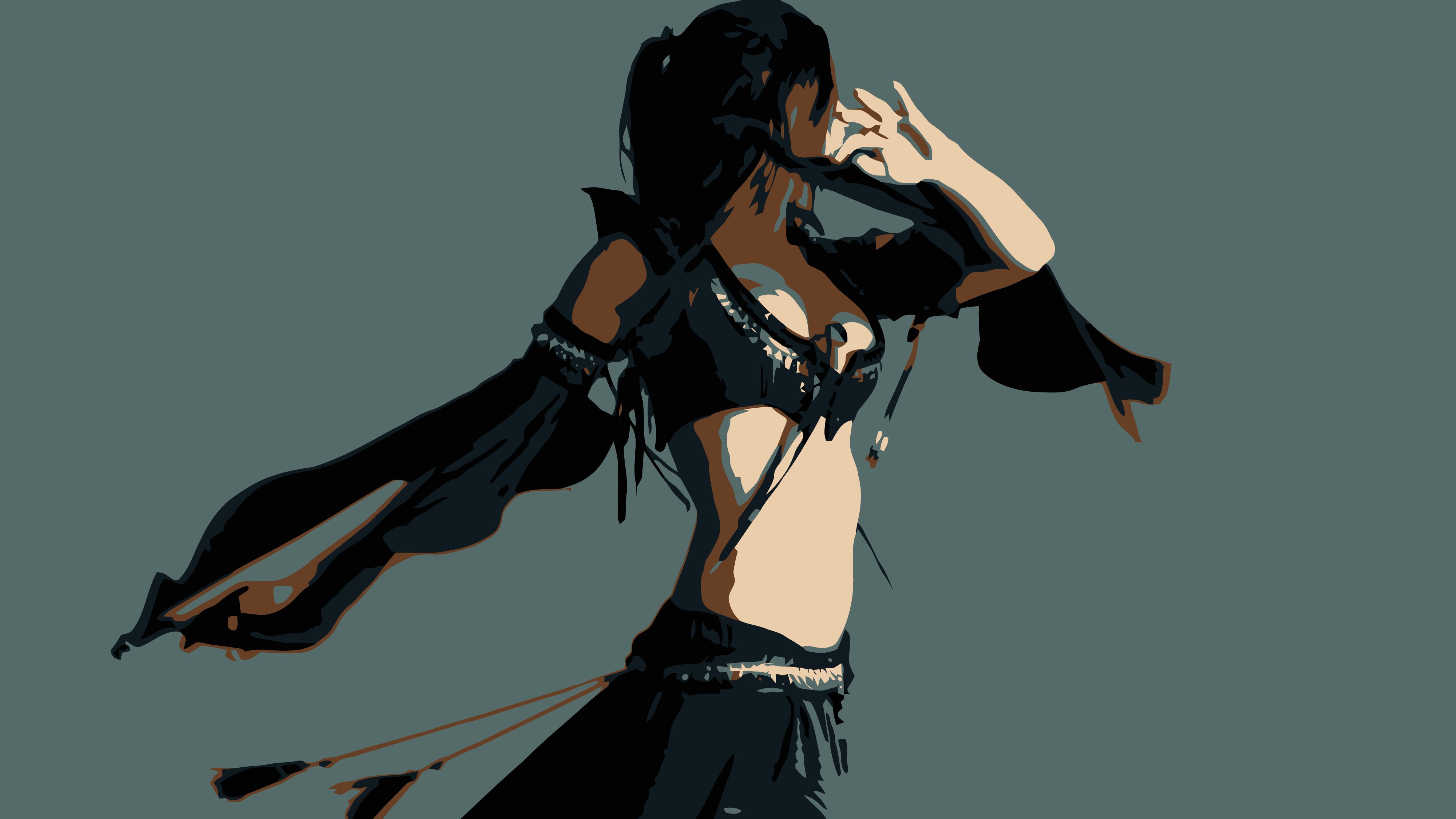 Woman in dark costume dancing HD Wallpaper