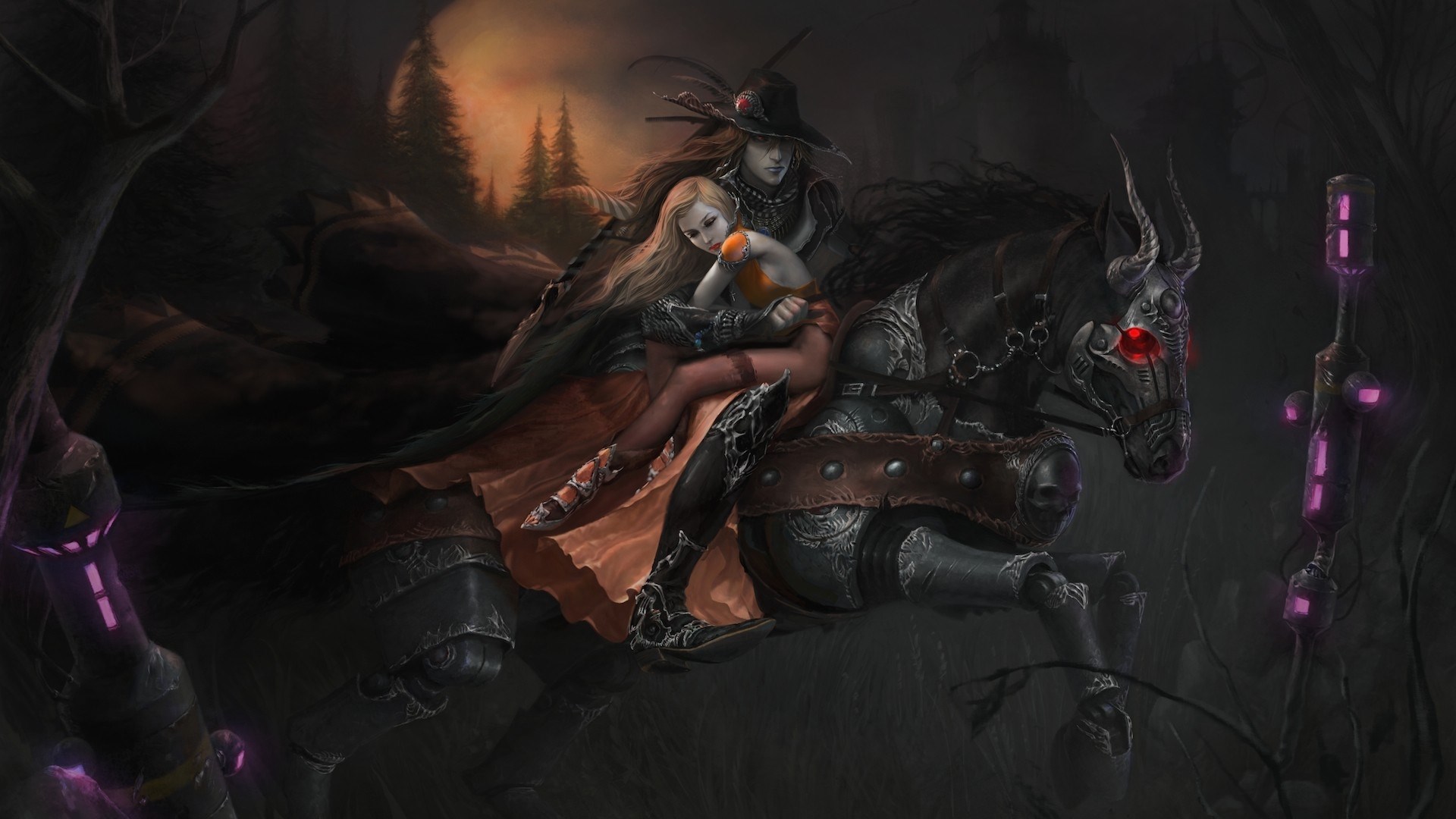 Vampire Hunter D on a dark horse HD Wallpaper
