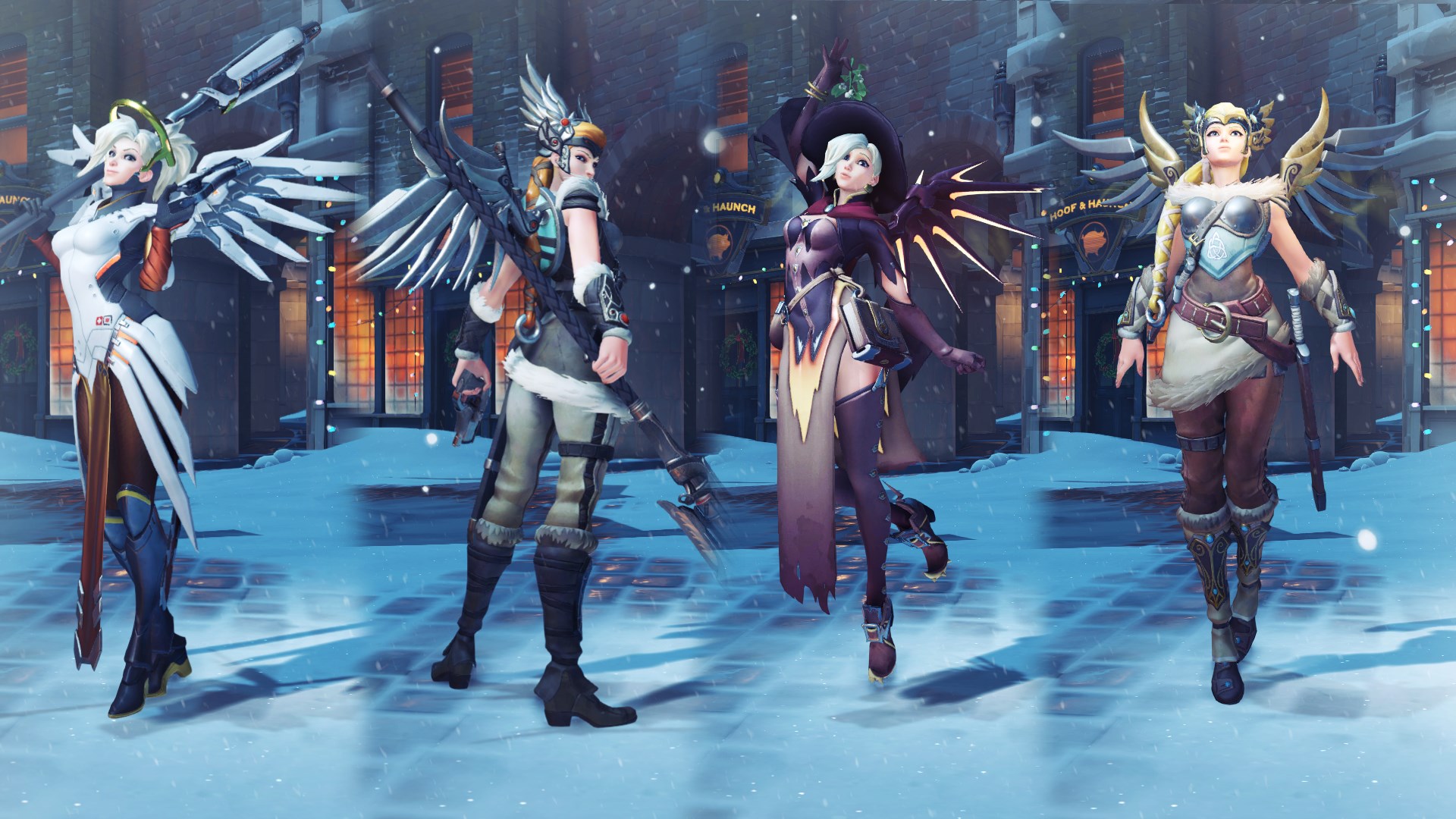 Mercy from Overwatch in winter outfits HD Wallpaper