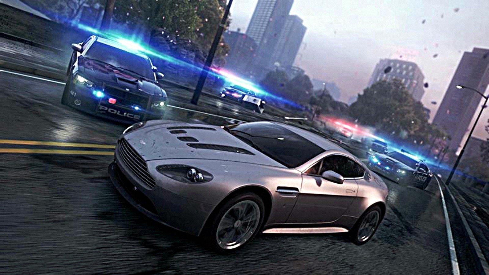 Aston Martin and police cars in Need for Speed Most Wanted HD Wallpaper