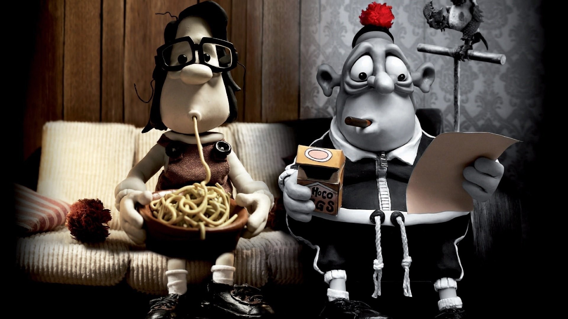Mary and Max eating spaghetti HD Wallpaper