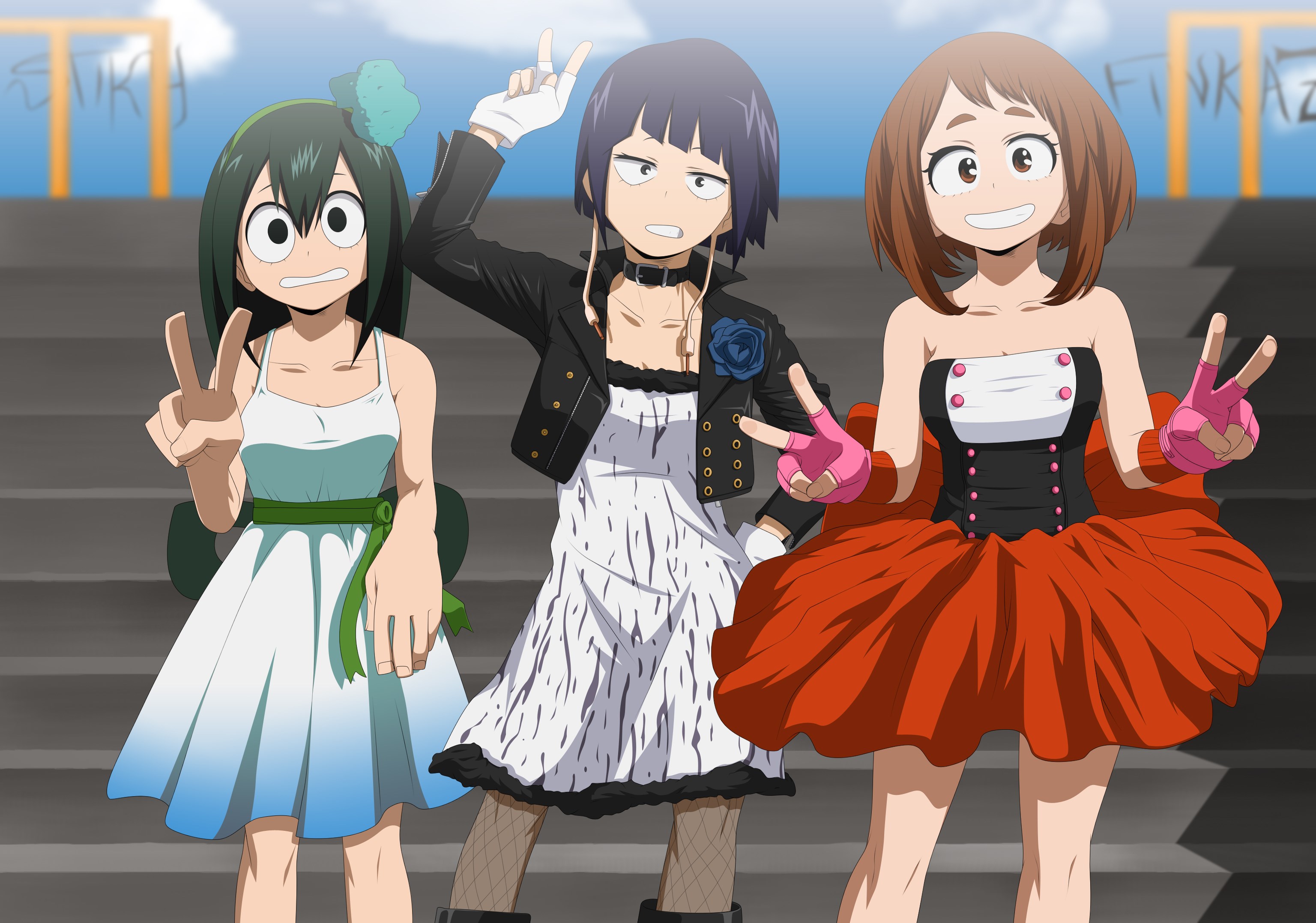 Tsuyu Asui, Kyoka Jiro, and Ochaco Uraraka from My Hero Academia HD Wallpaper