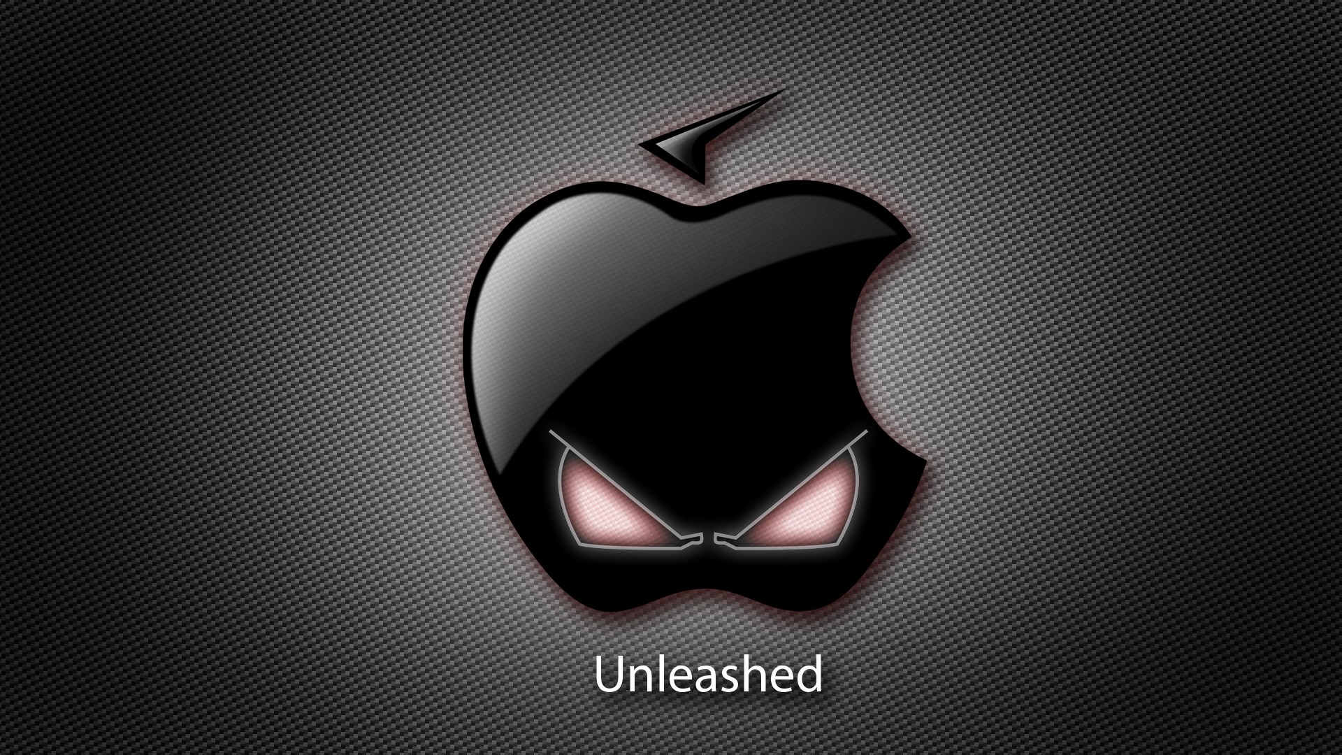 Apple logo with evil eyes and text Unleashed HD Wallpaper