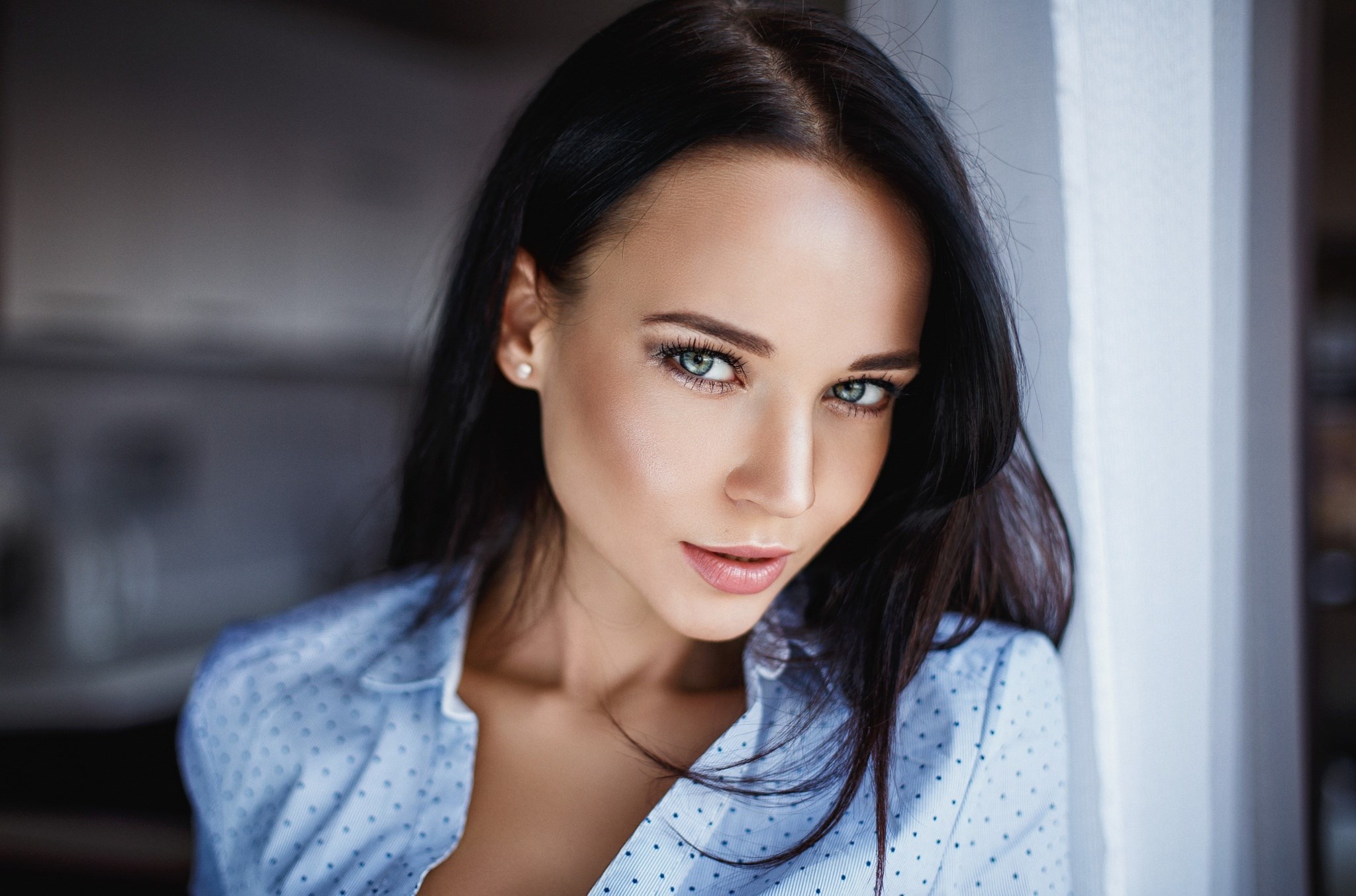 Angelina Petrova Portrait with Intense Gaze HD Wallpaper
