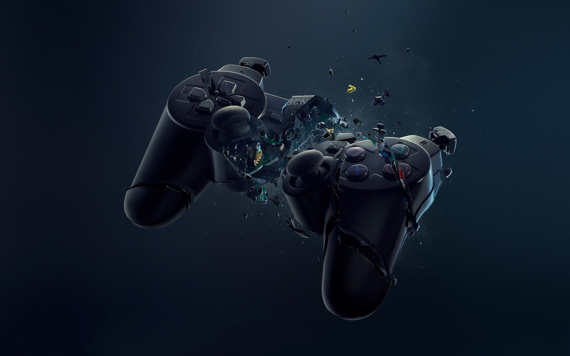 Exploding PlayStation Controller HD Wallpaper