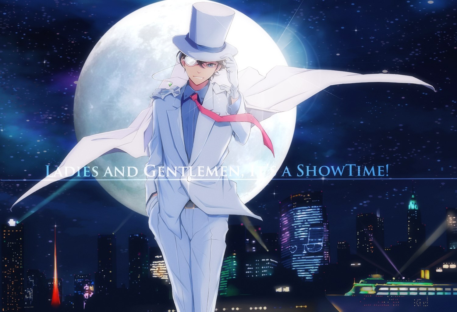 Kaito Kid from Magic Kaito 1412 under the moon HD Wallpaper