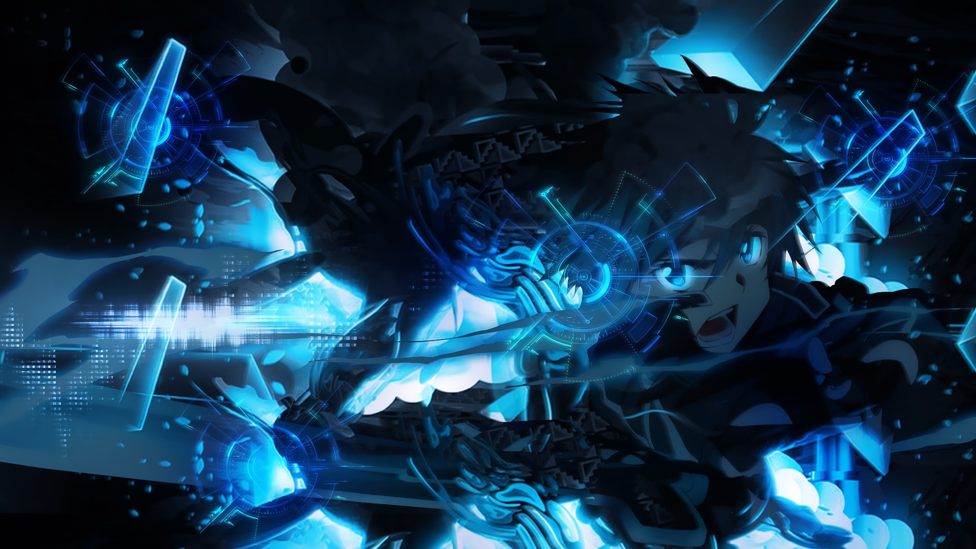 Kirito from Sword Art Online with blue energy effects HD Wallpaper