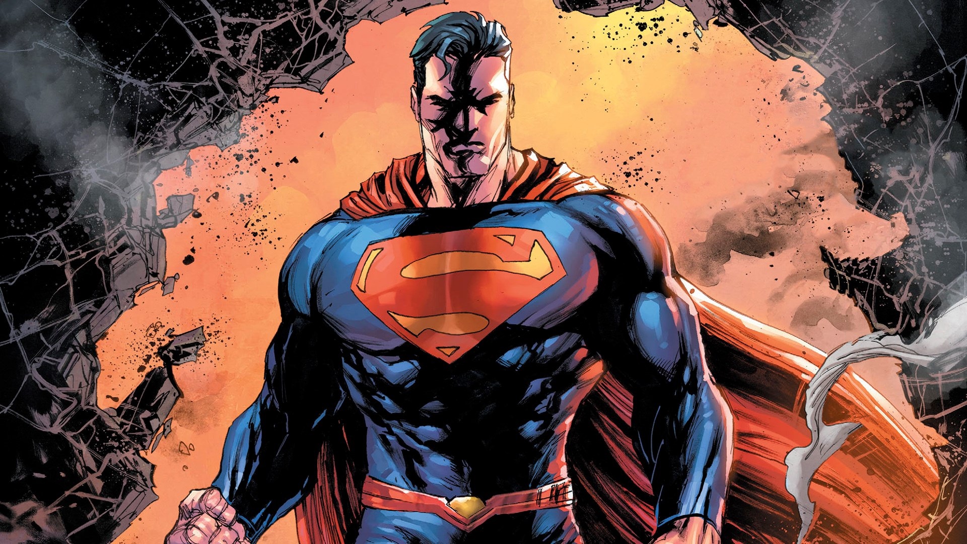 Superman standing in front of a destroyed background HD Wallpaper