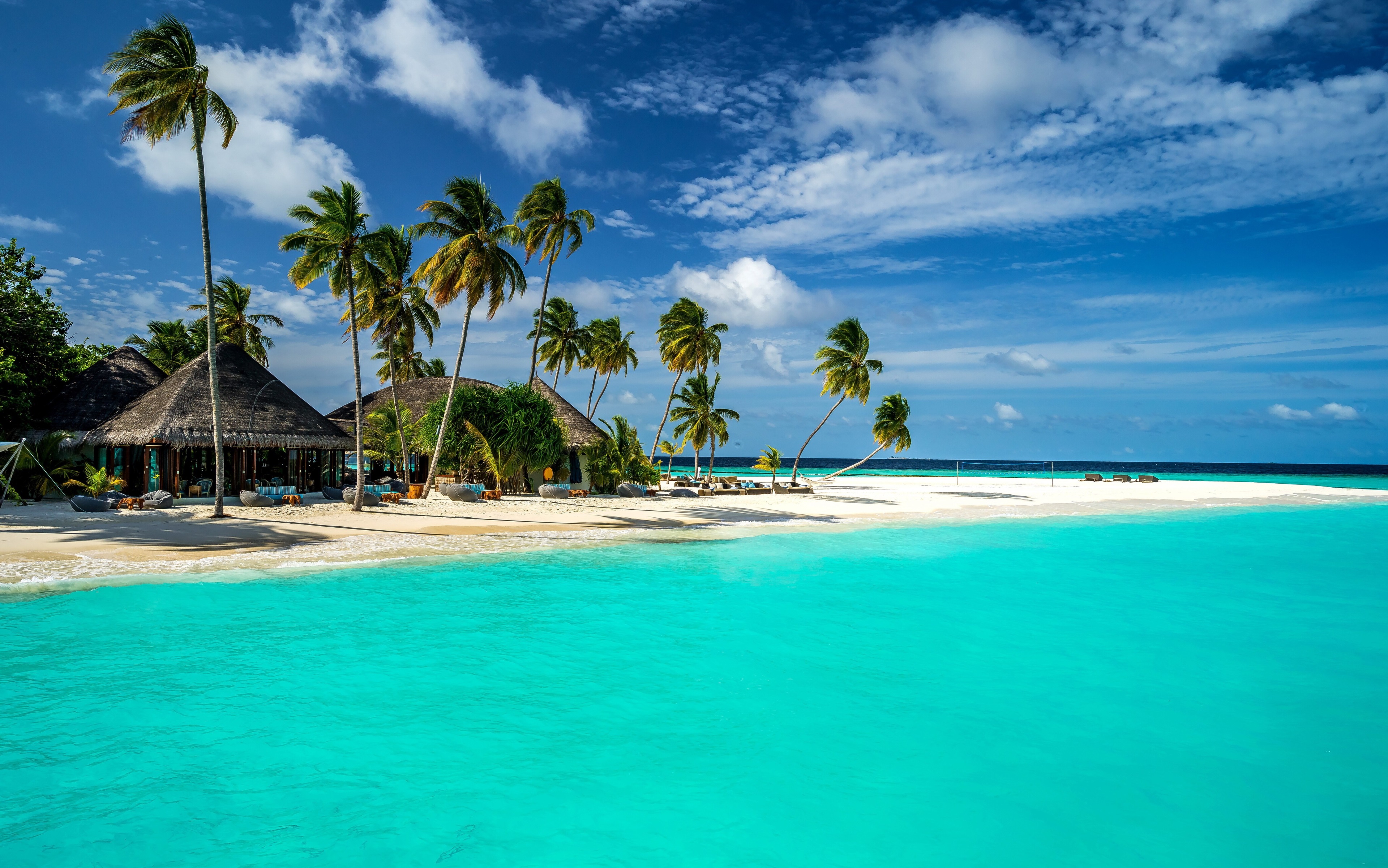 Maldives 4K Tropical Beach Resort HD Wallpaper