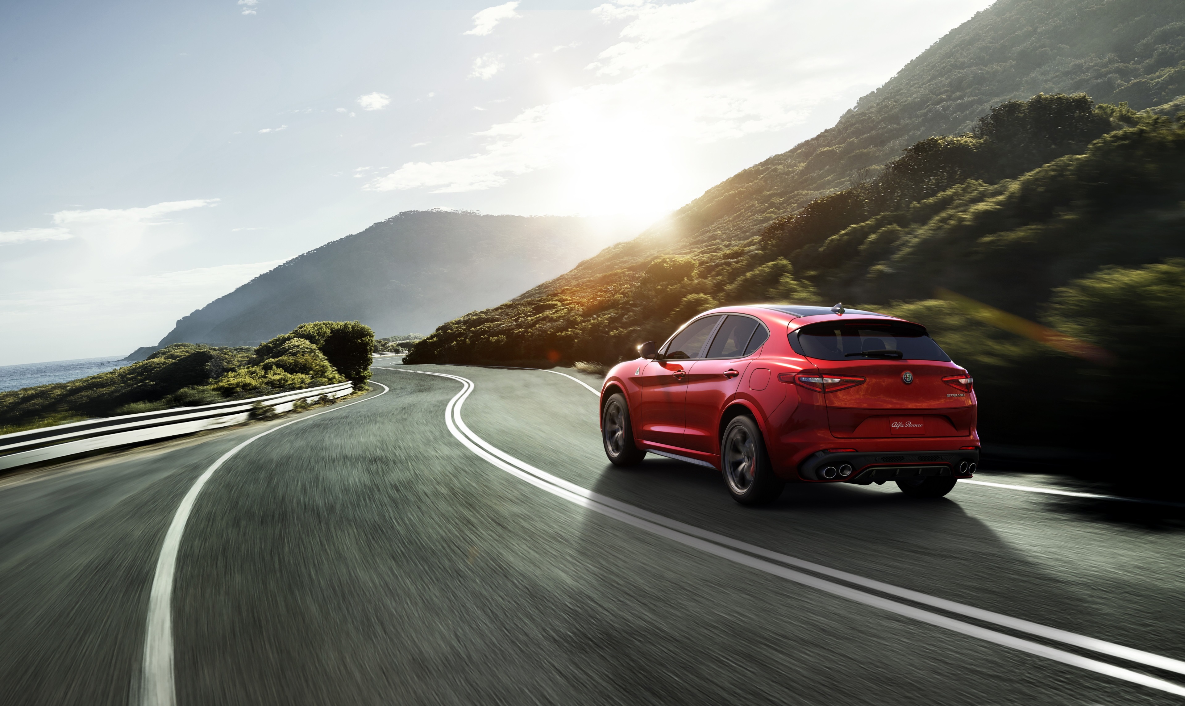 Alfa Romeo Stelvio Quadrifoglio on a Coastal Road HD Wallpaper