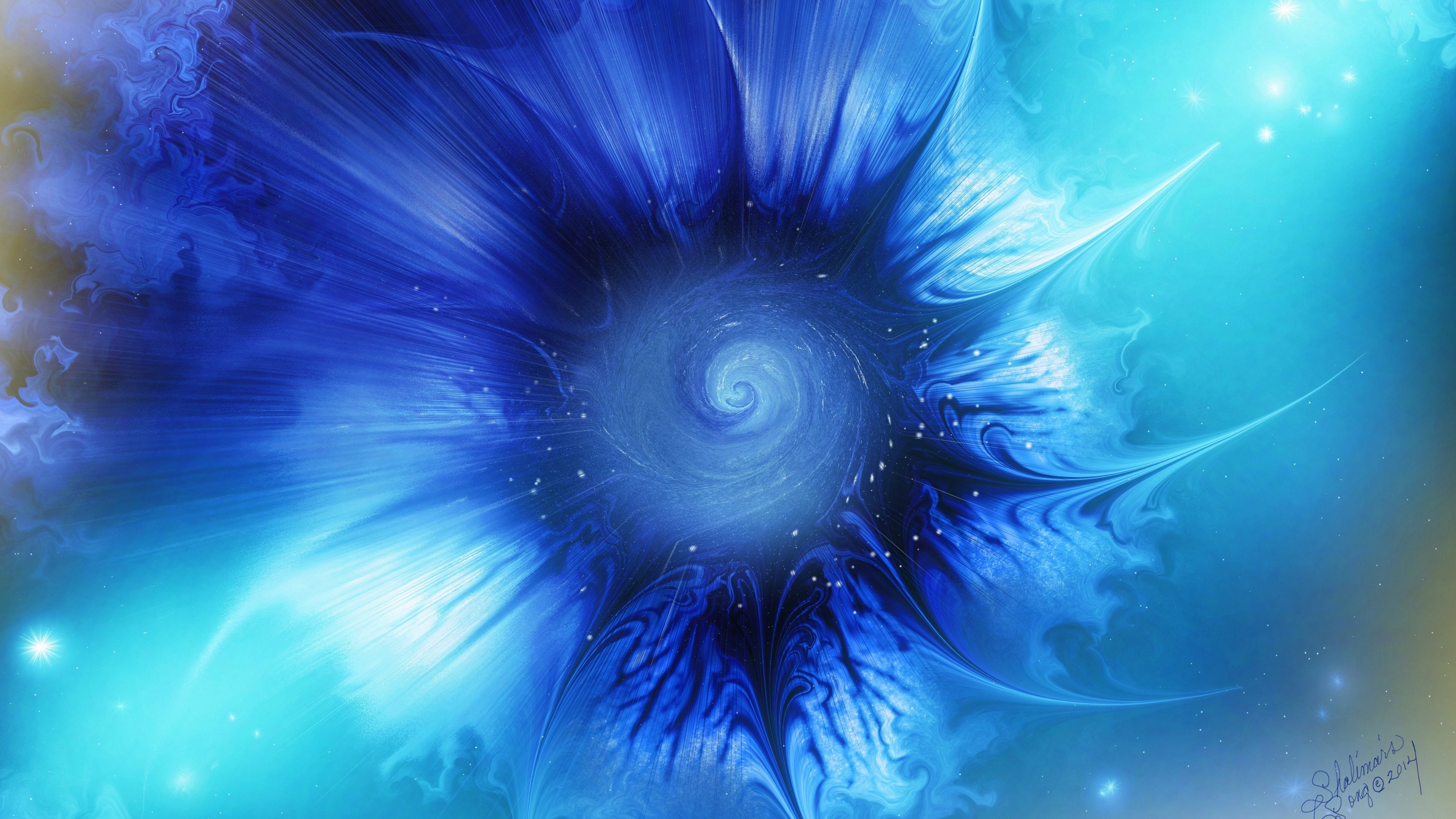 4K Abstract Blue Vortex Swirl HD Wallpaper