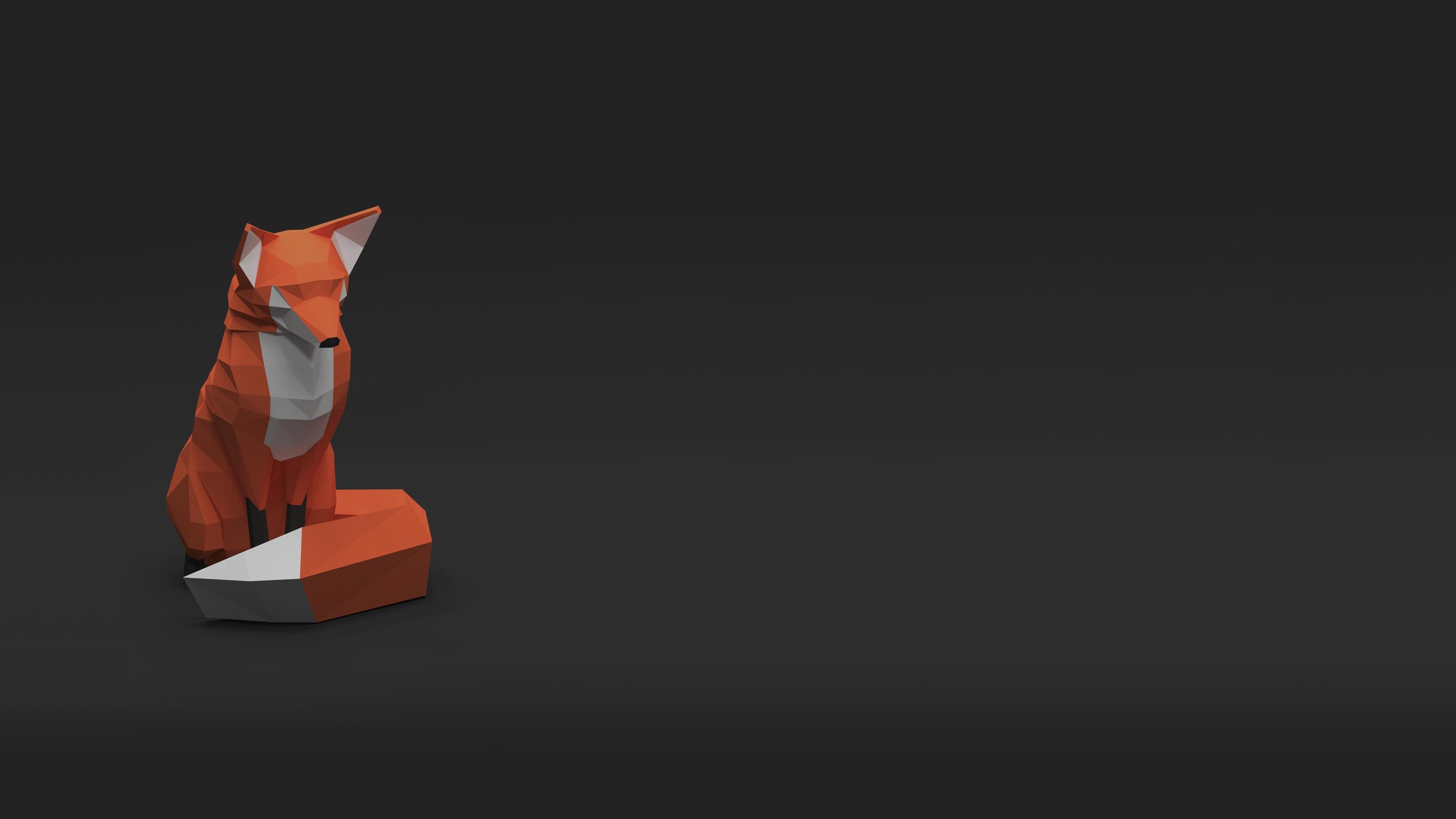 Low poly fox 4K HD Wallpaper