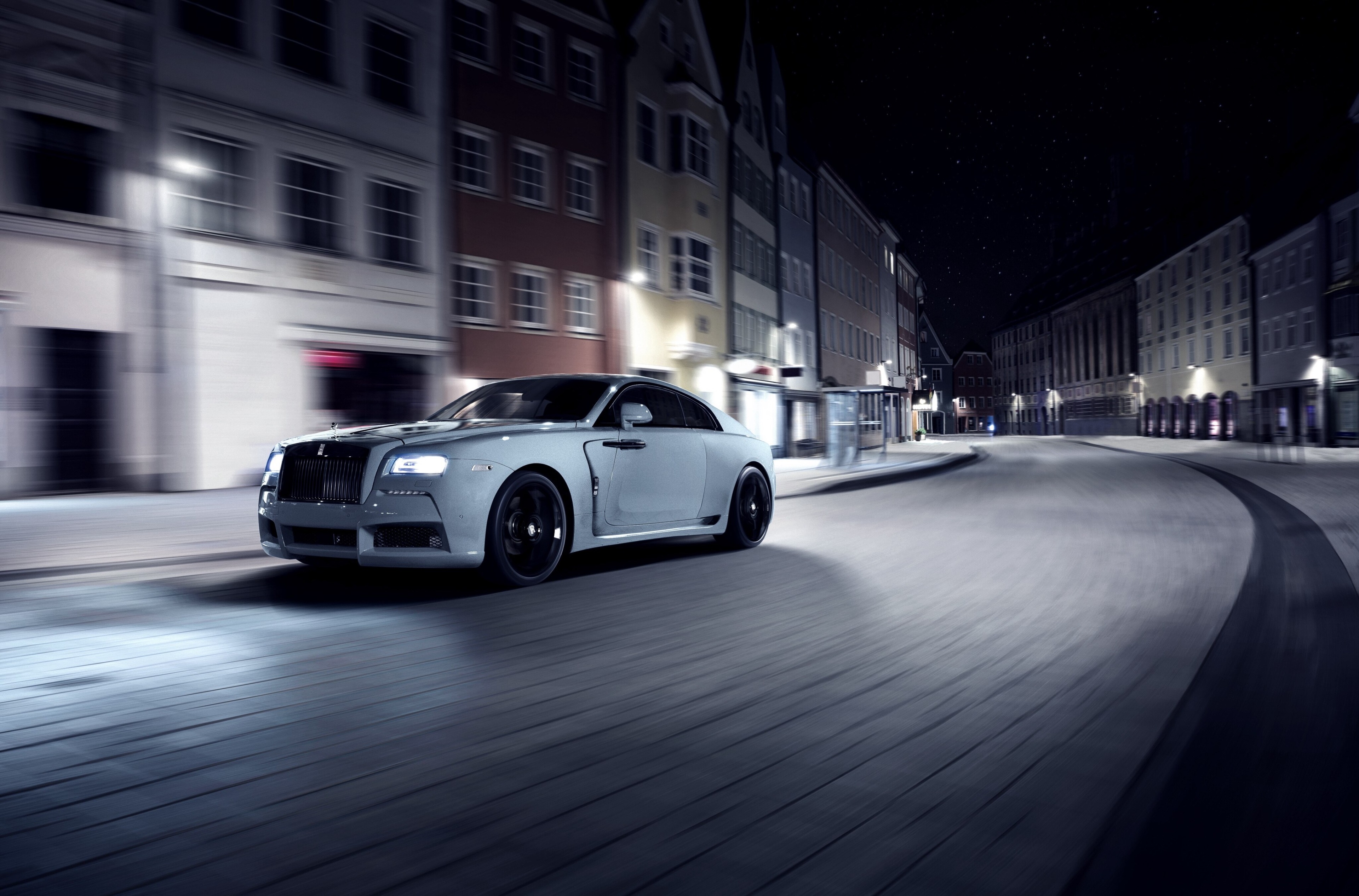 Spofec Rolls Royce Wraith driving at night HD Wallpaper