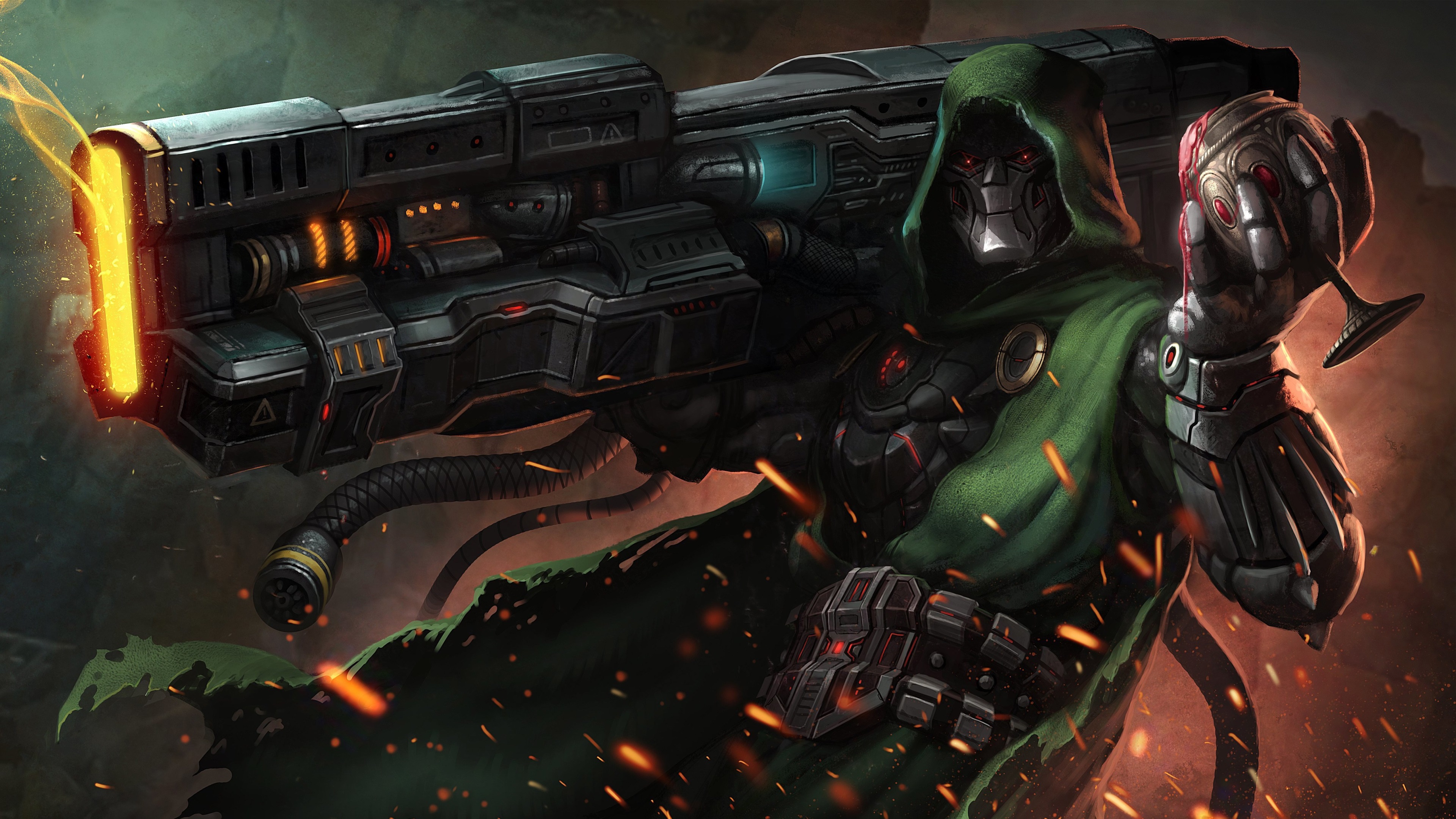 Doctor Doom with a large weapon HD Wallpaper