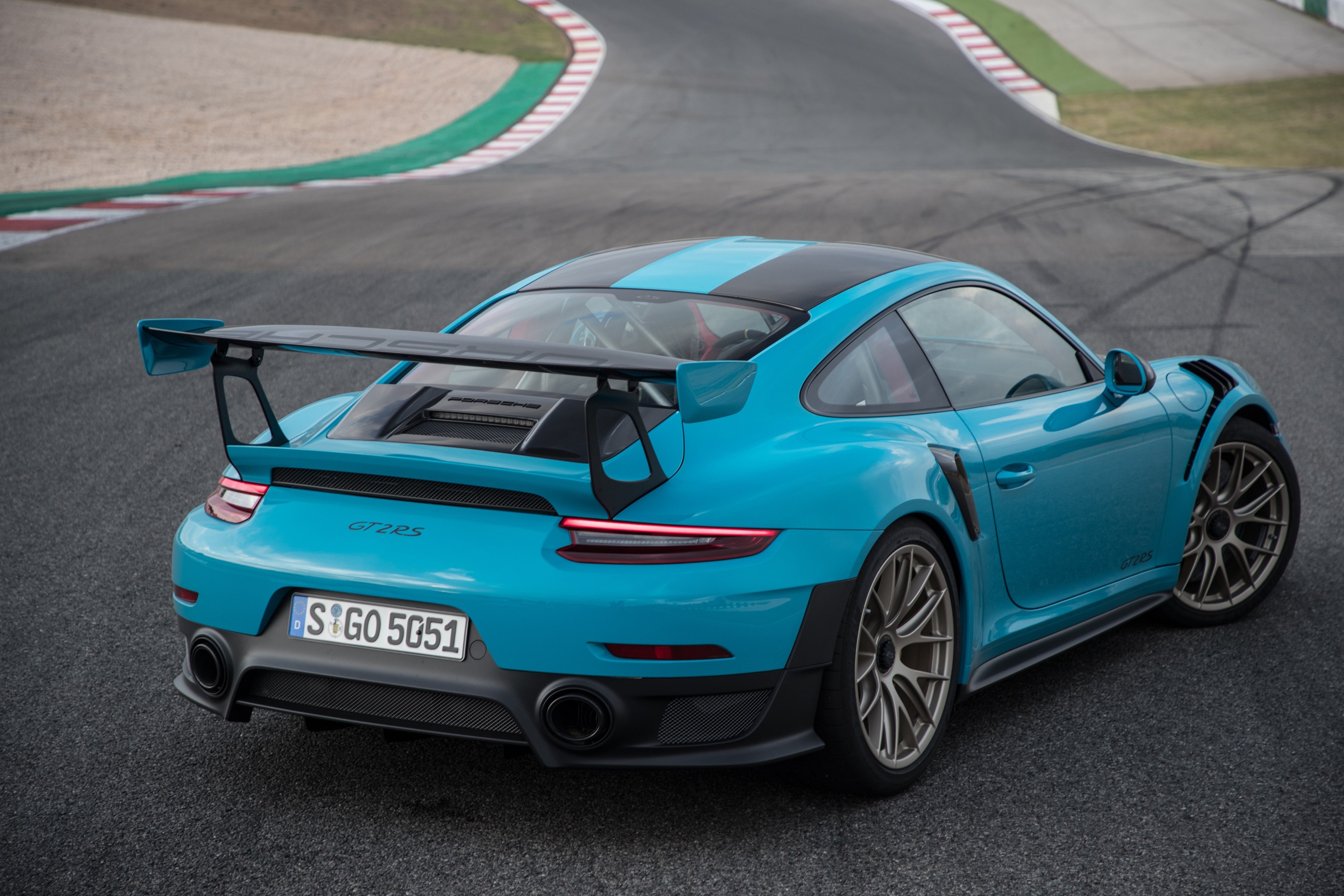 Porsche 911 GT2 RS on a race track HD Wallpaper