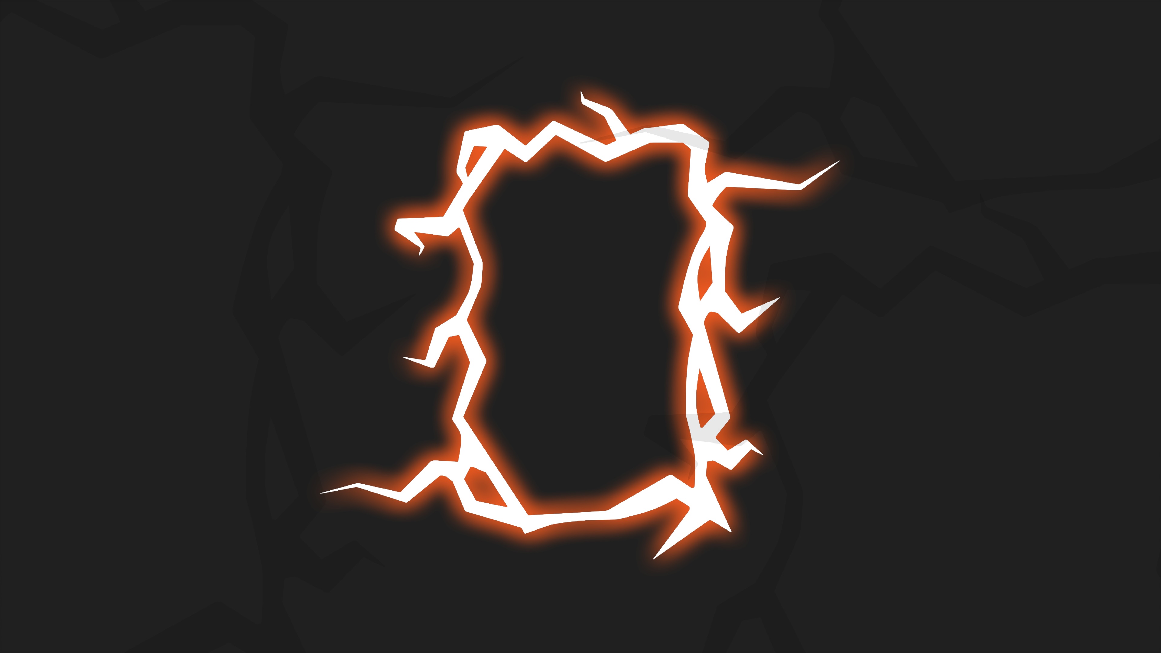Crackling orange energy portal on dark background HD Wallpaper