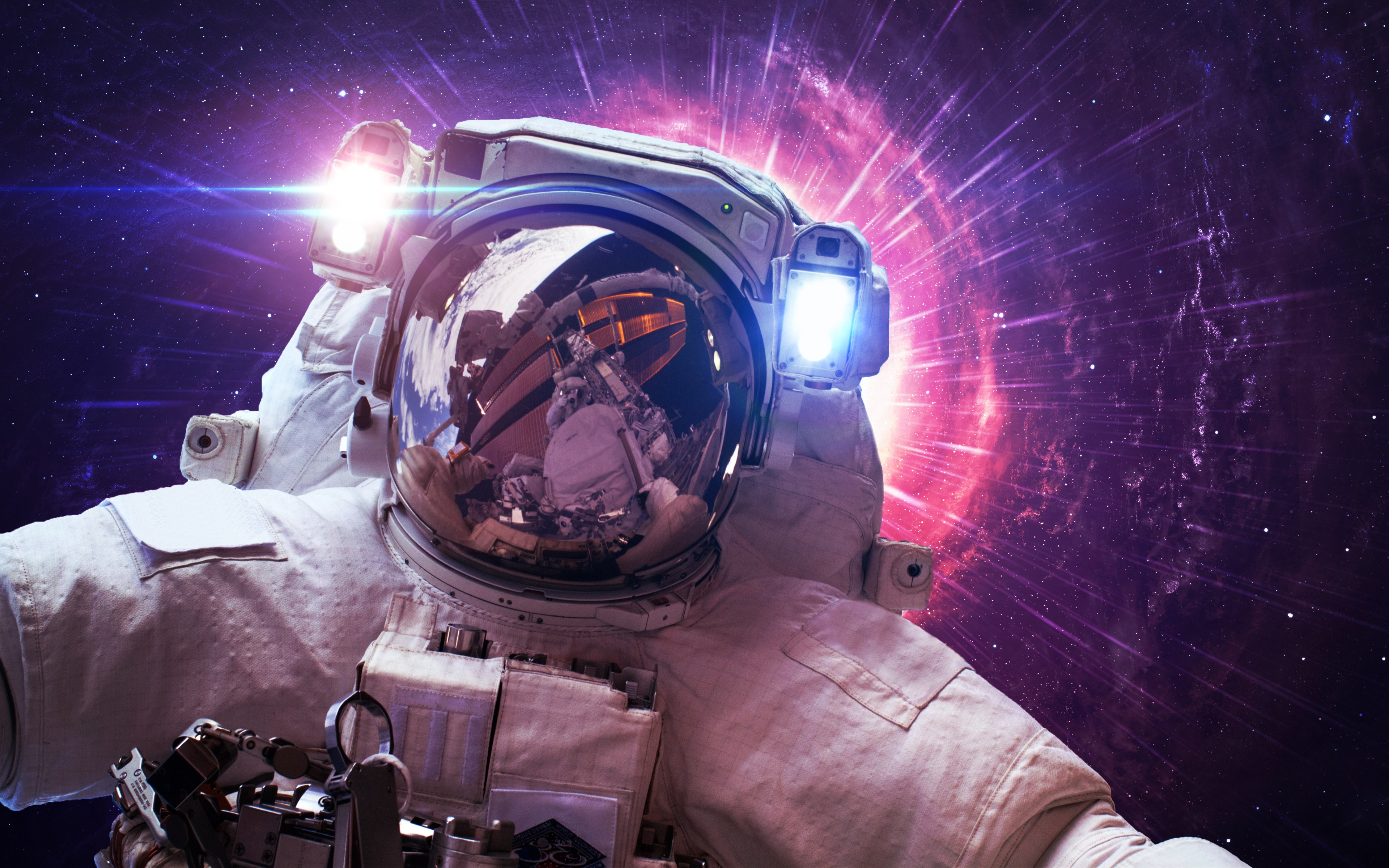 Astronaut in space with nebula HD Wallpaper