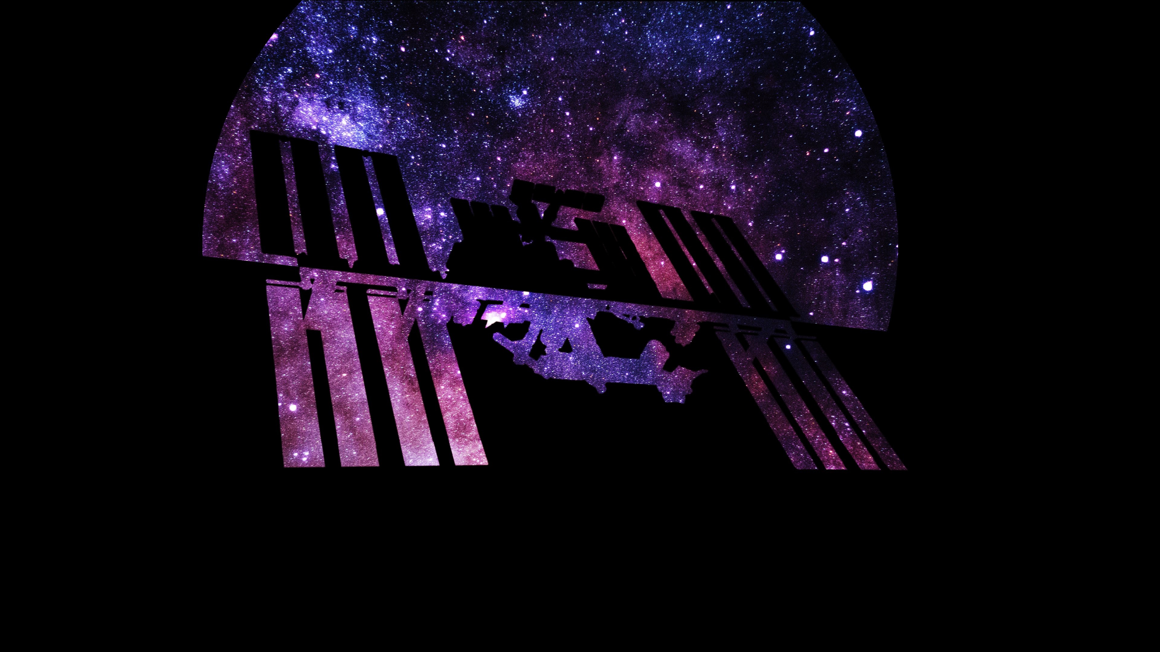 International Space Station against a galaxy HD Wallpaper