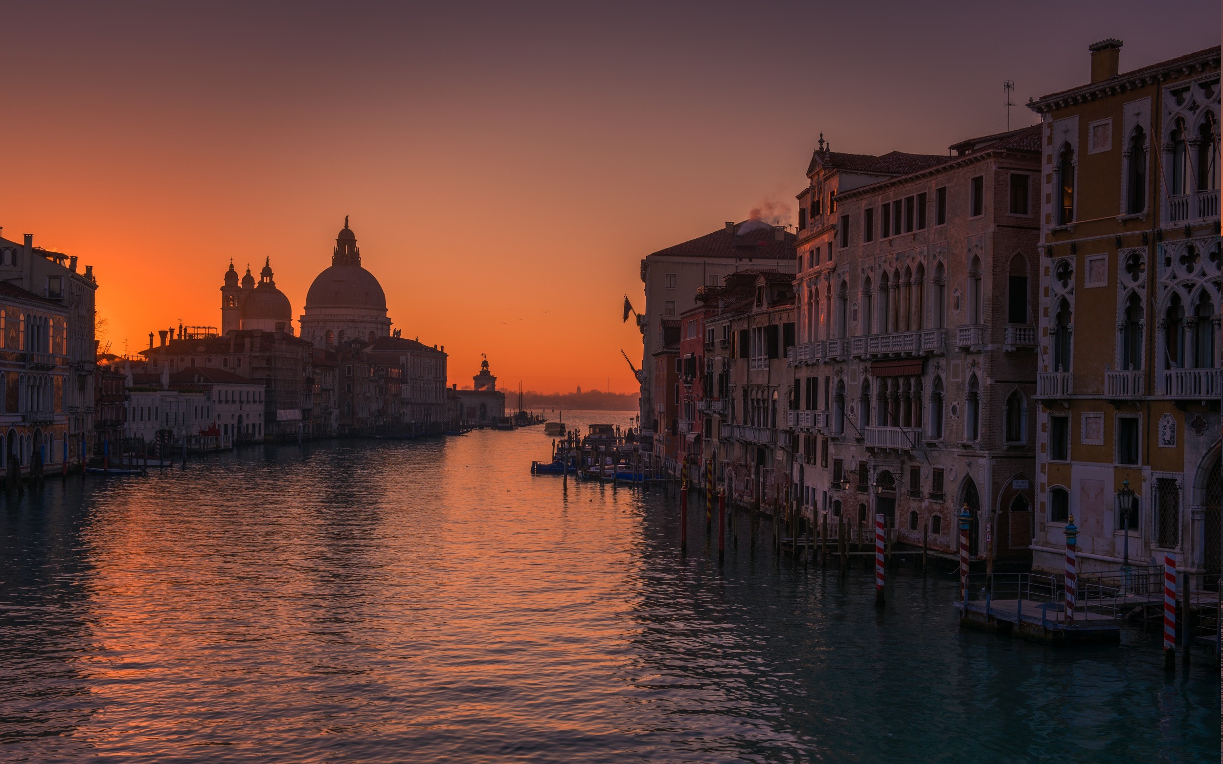 Venice Italy Sunrise Canal Architecture Buildings Water HD Wallpaper