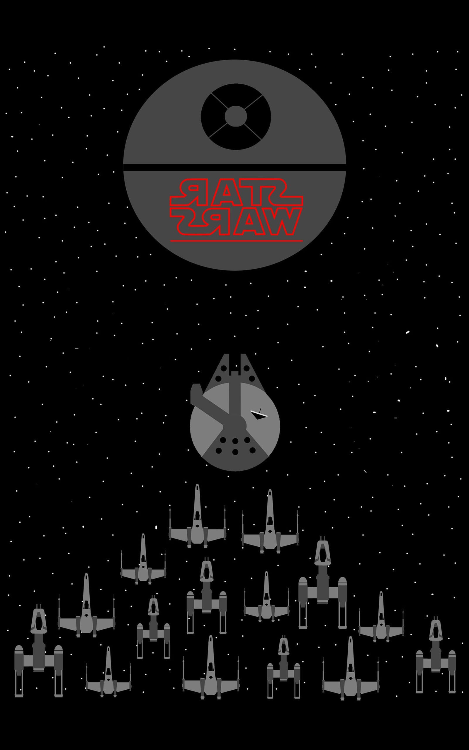 Star Wars Death Star, Millennium Falcon, and Rebel Fleet HD Wallpaper
