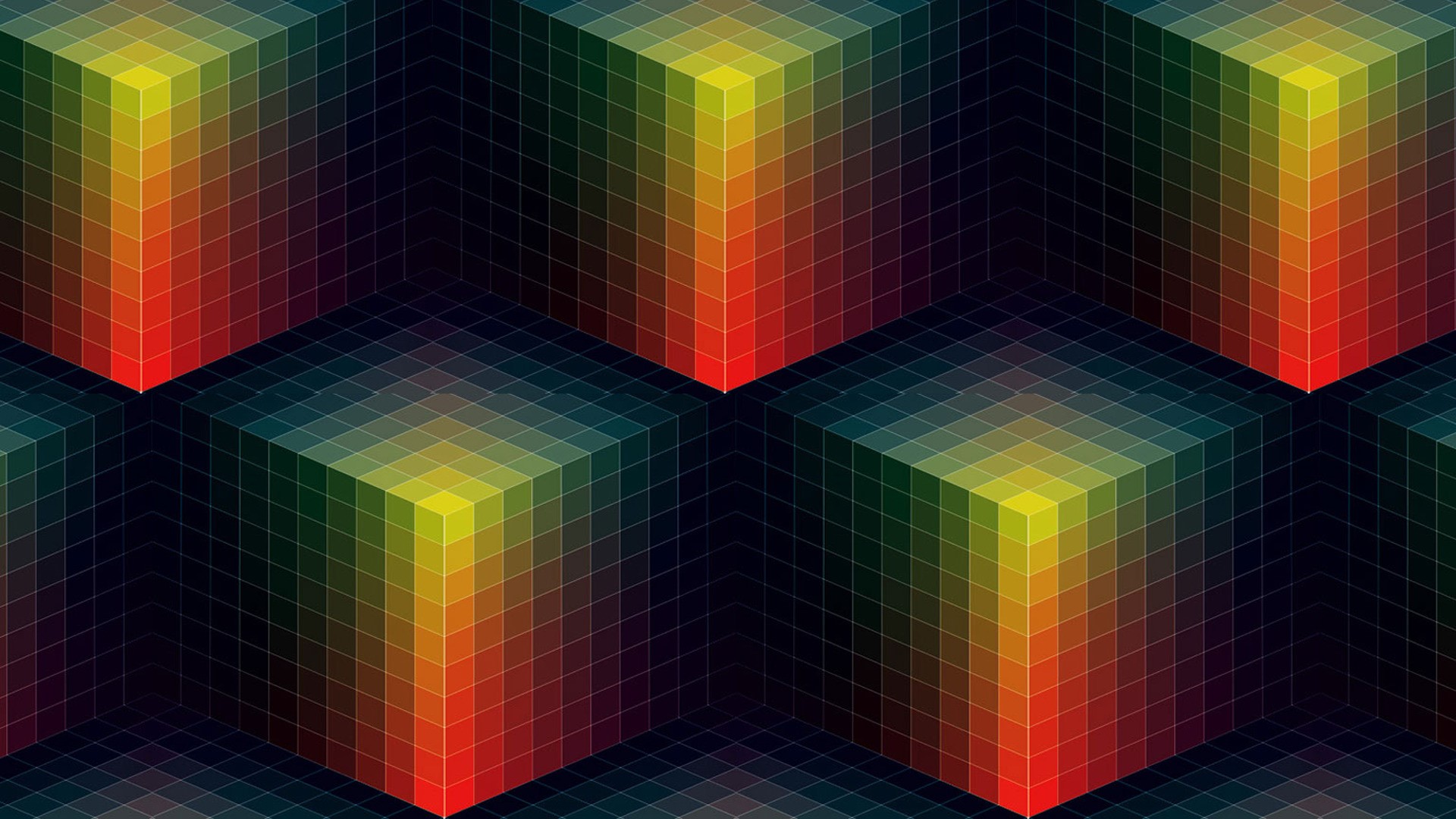 Abstract 3D cubes with colorful gradient HD Wallpaper