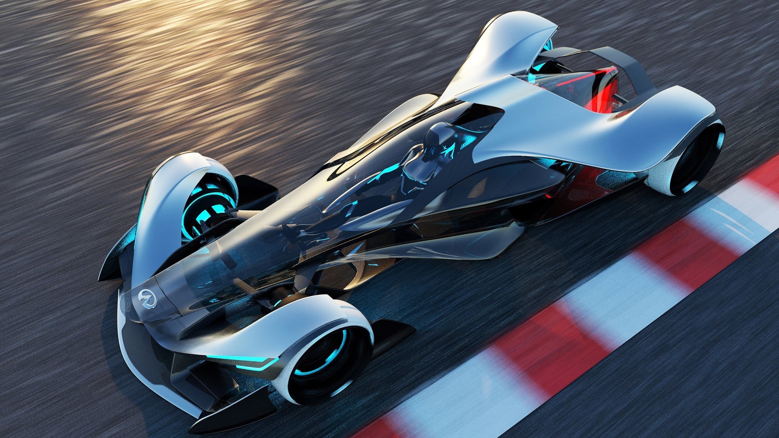 Infiniti Synaptiq futuristic concept race car on track HD Wallpaper