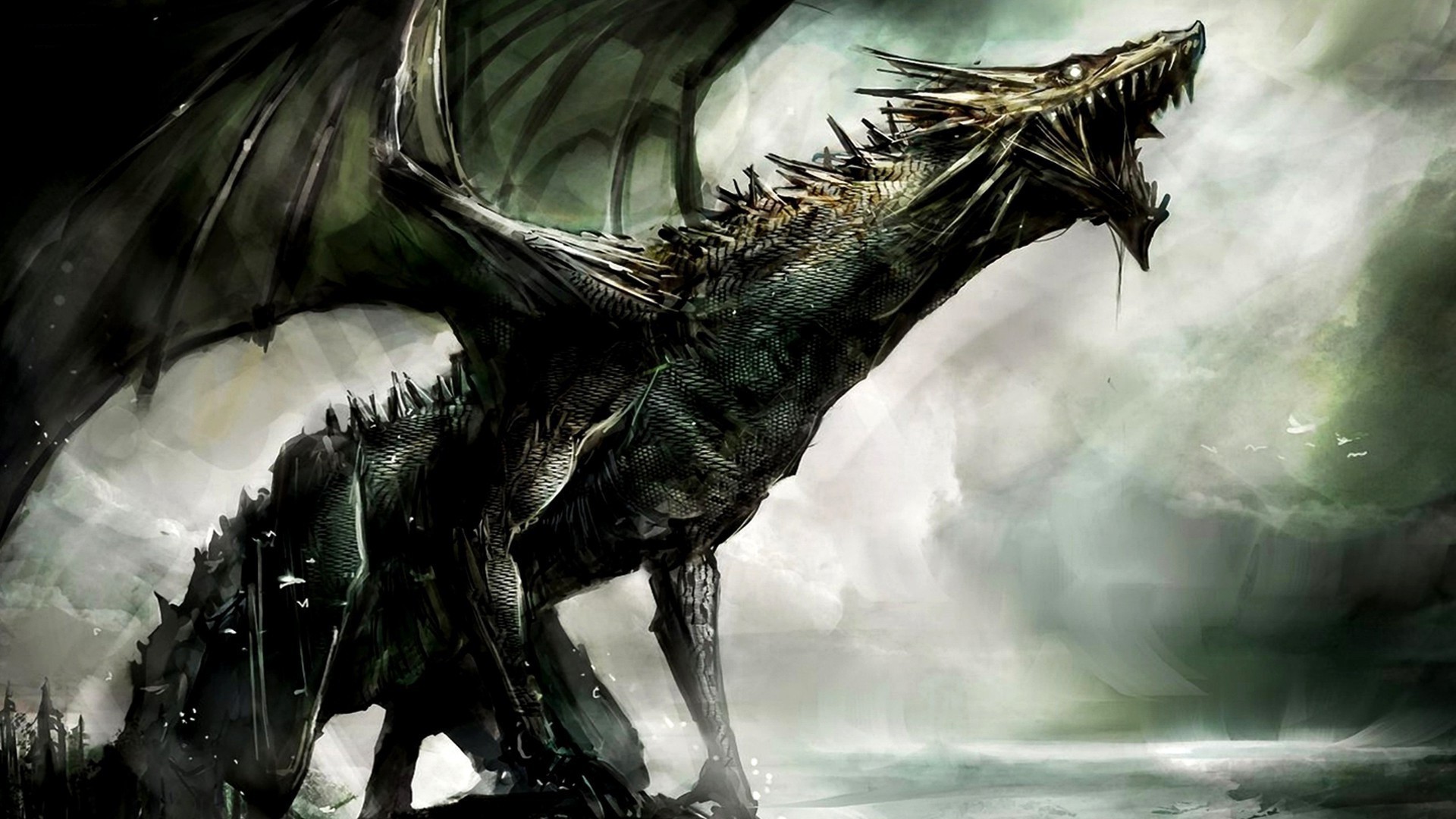 Dark fantasy dragon artwork HD Wallpaper