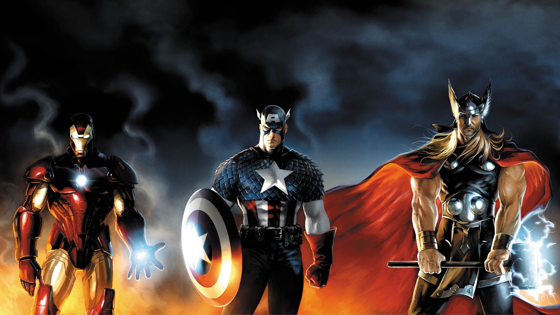 Iron Man, Captain America, and Thor from Marvel Comics HD Wallpaper