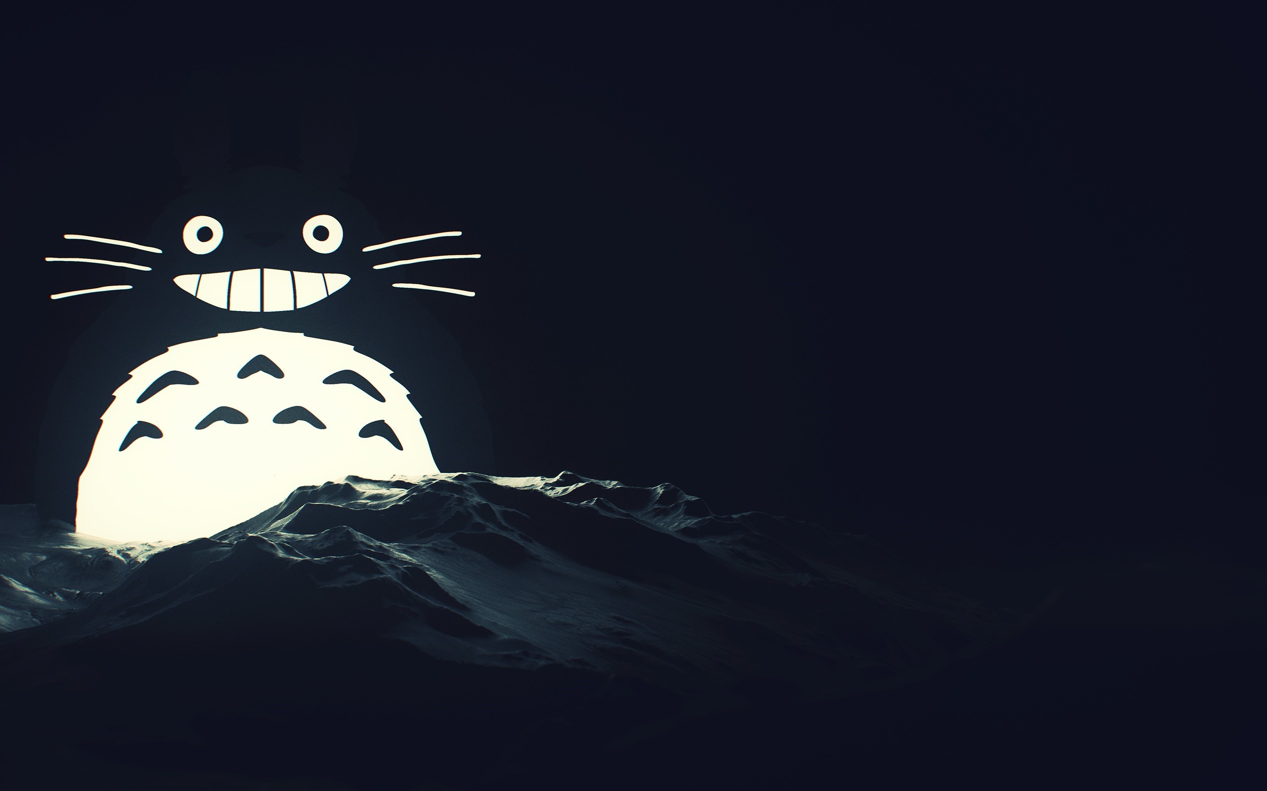 Totoro Silhouette Over Dark Mountain Landscape HD Wallpaper