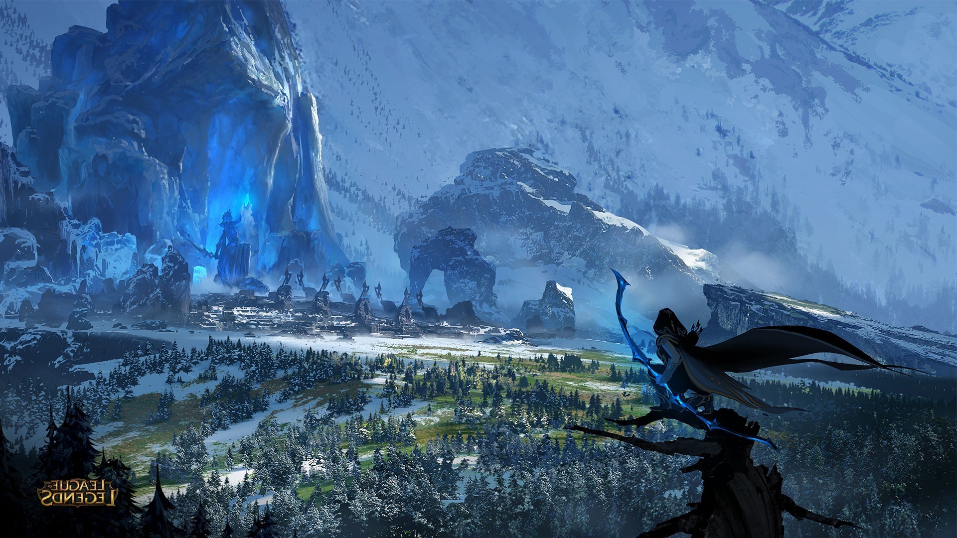 Ashe from League of Legends in a snowy landscape HD Wallpaper