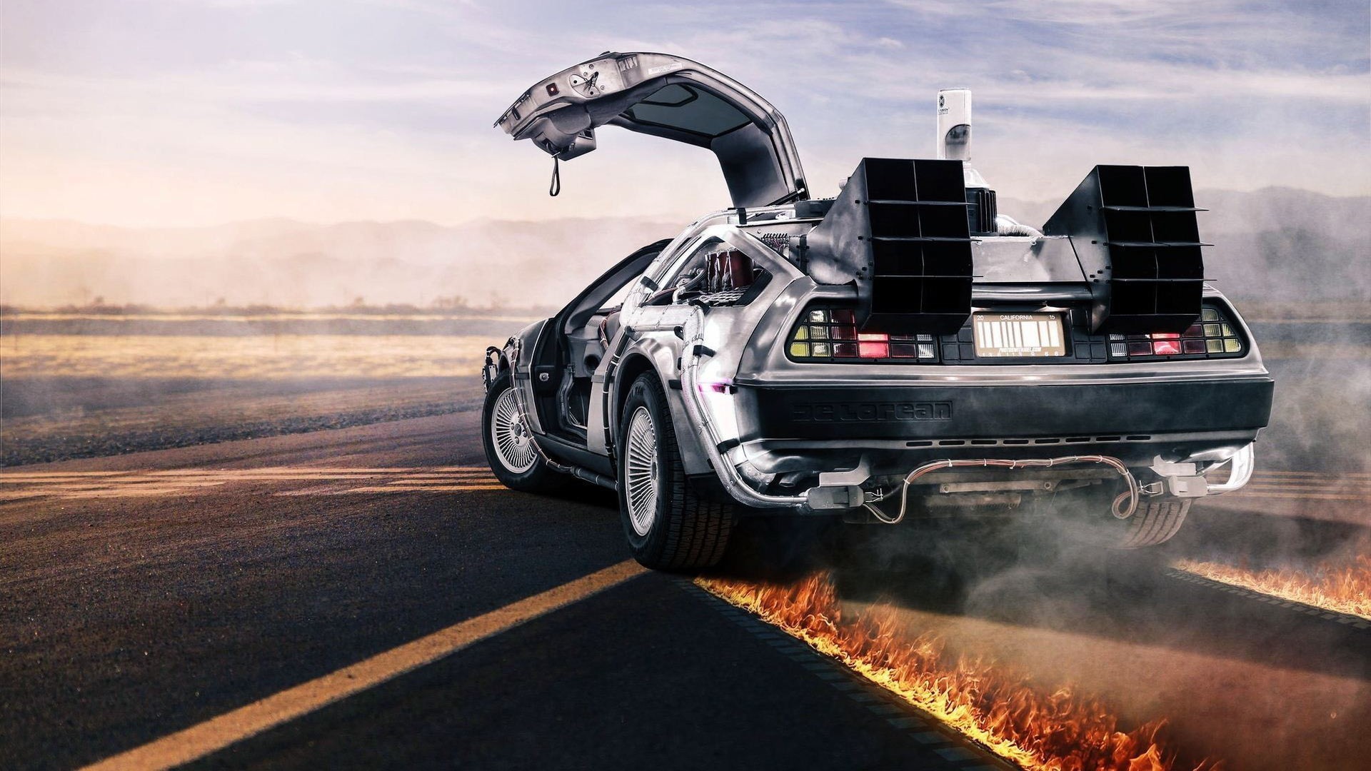 Back to the Future DeLorean at Sunset HD Wallpaper