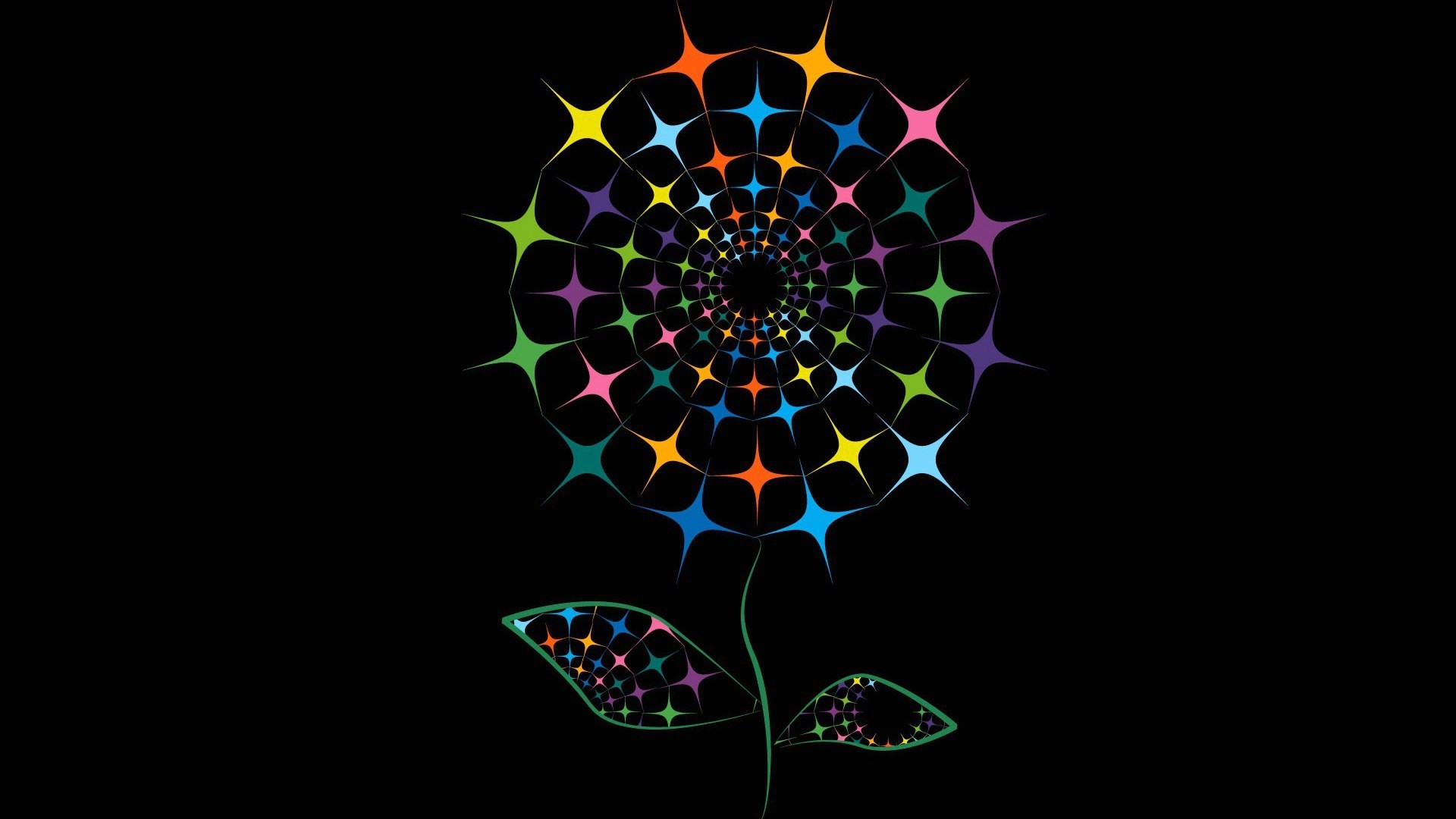Abstract fractal flower with colorful star shapes HD Wallpaper