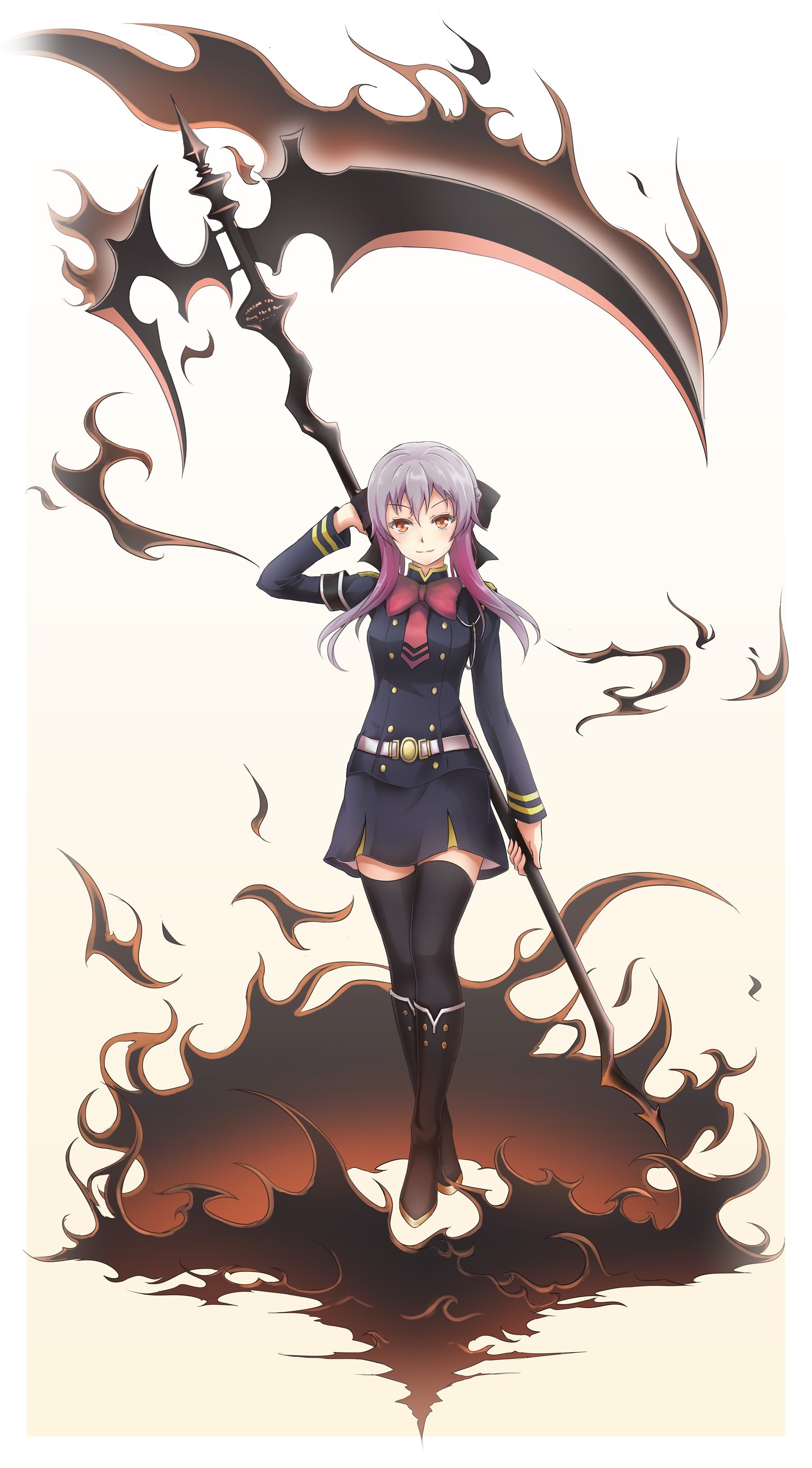 Hiiragi Shinoa from Owari no Seraph with scythe HD Wallpaper