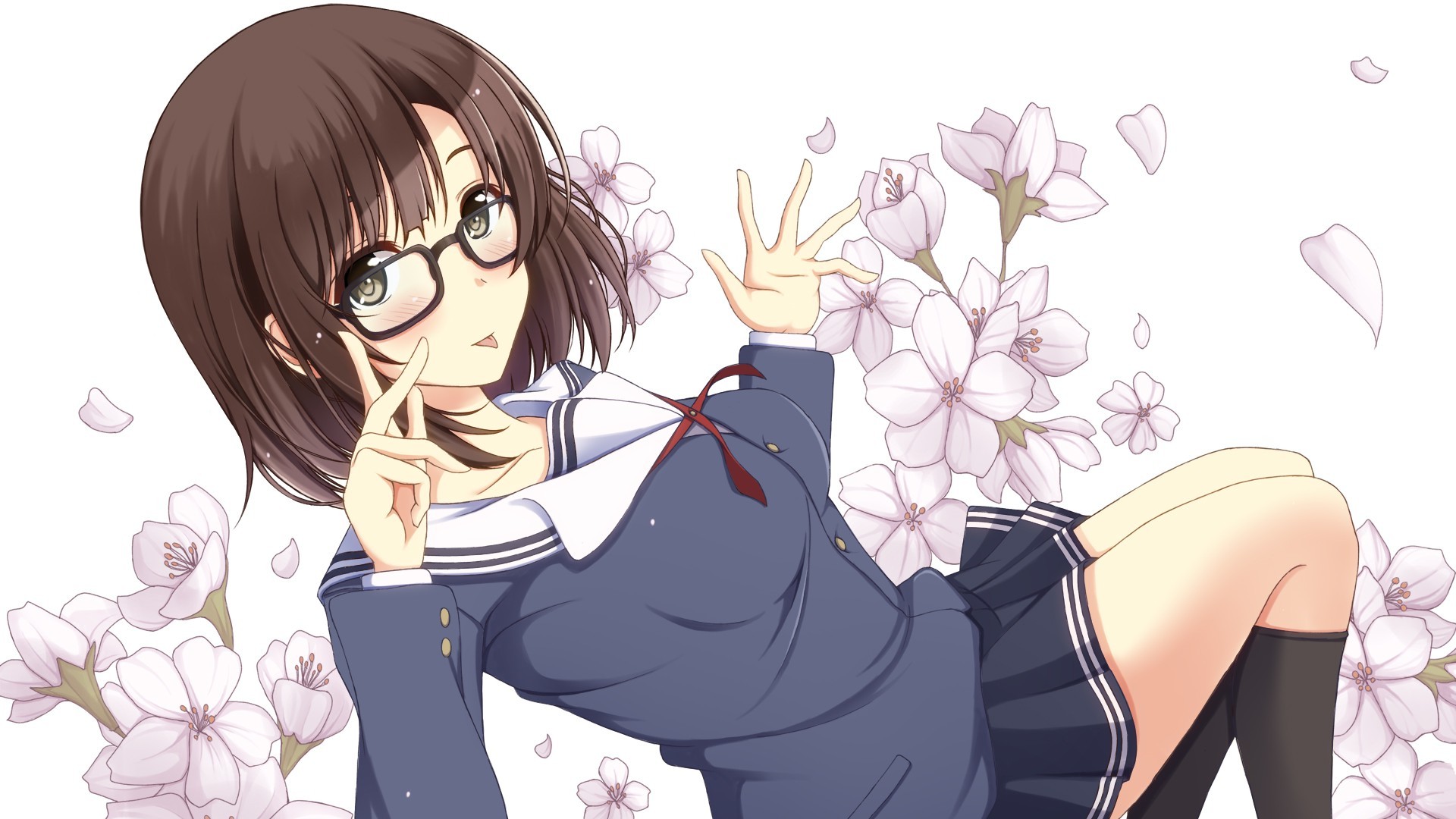 Megumi Kato from Saekano wearing glasses and school uniform HD Wallpaper