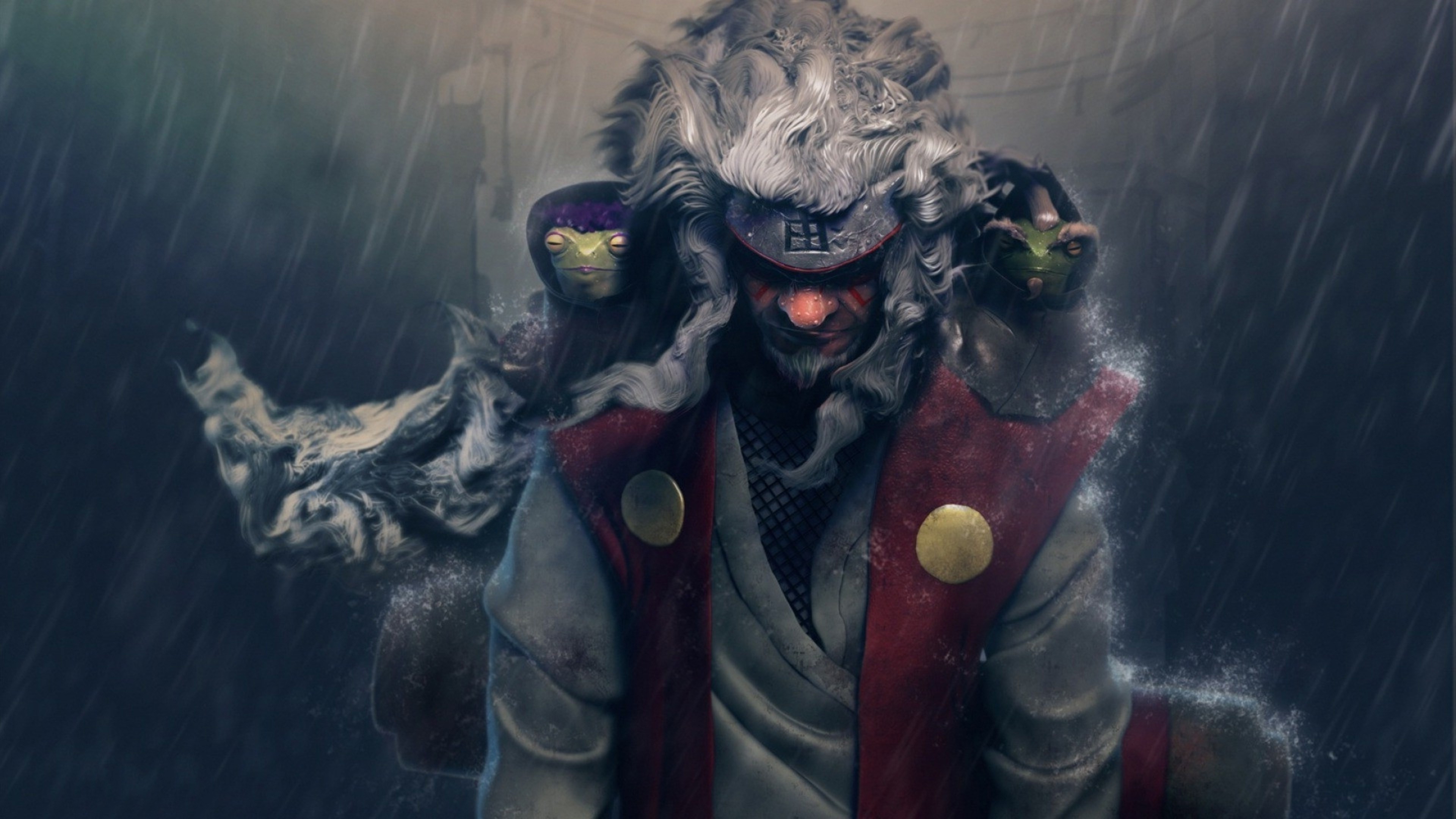 Jiraiya from Naruto in the rain HD Wallpaper