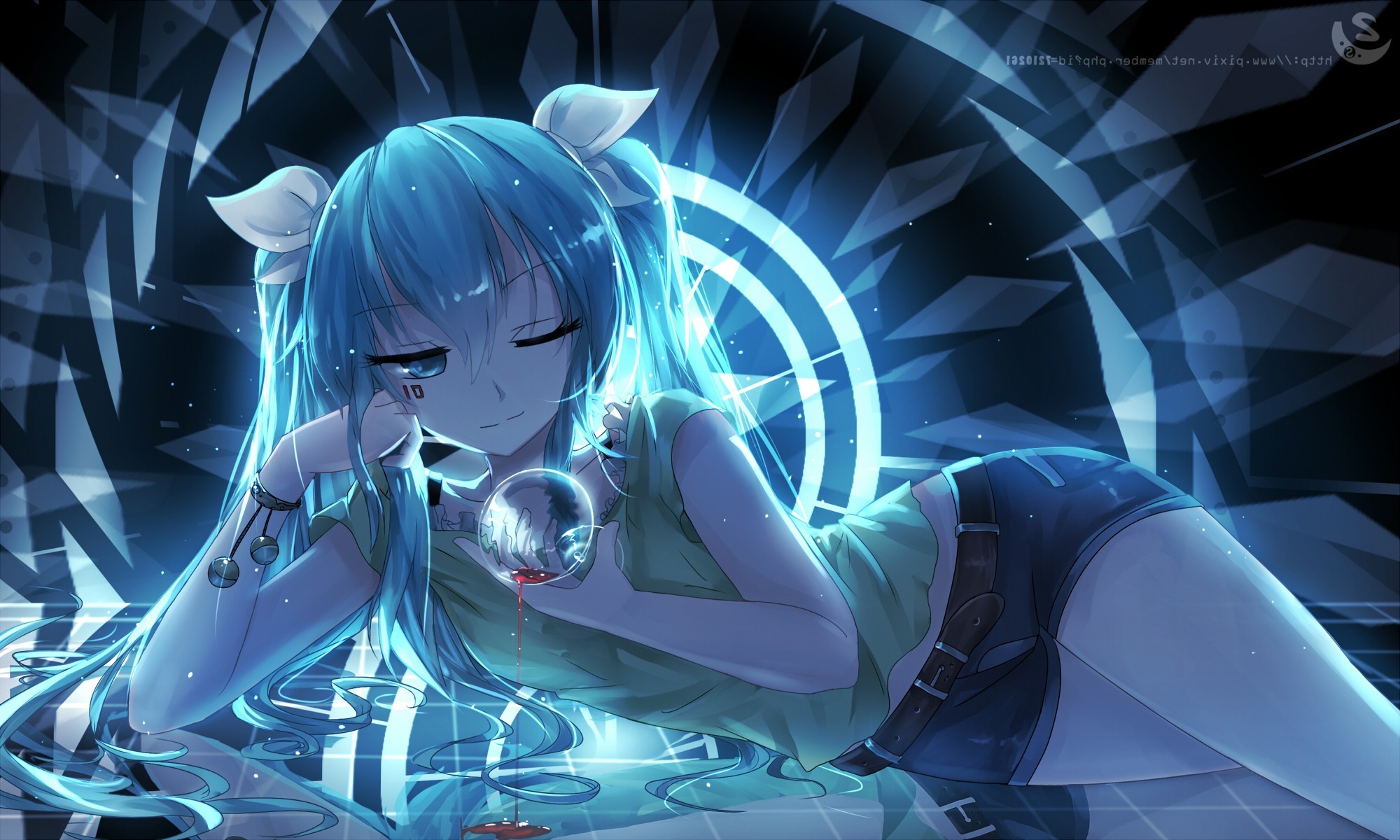 Hatsune Miku from Vocaloid holding a crystal ball HD Wallpaper