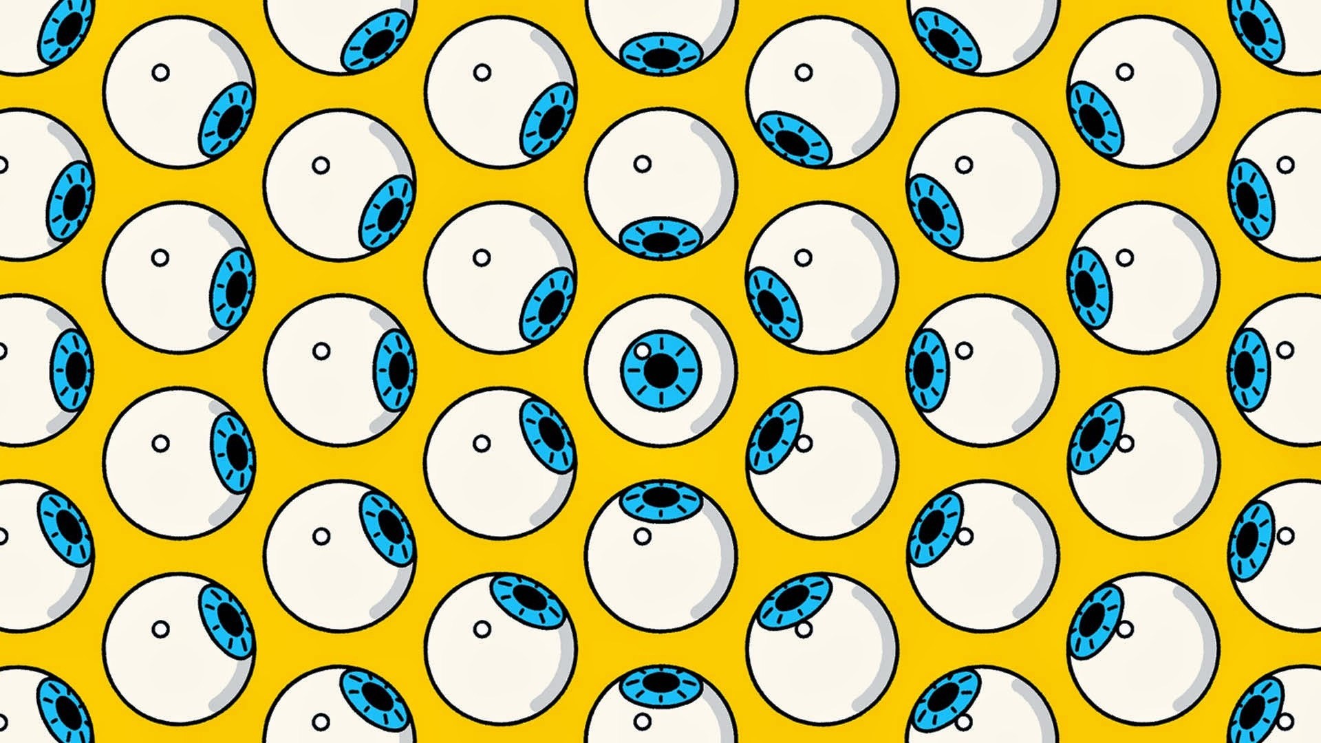Pattern of cartoon eyeballs on yellow background HD Wallpaper