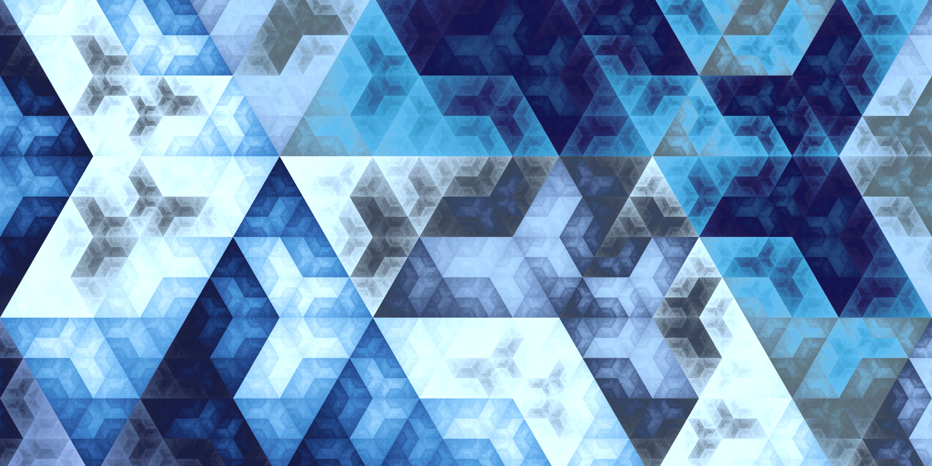 Fractal pattern with triangles and hexagons in blue tones HD Wallpaper