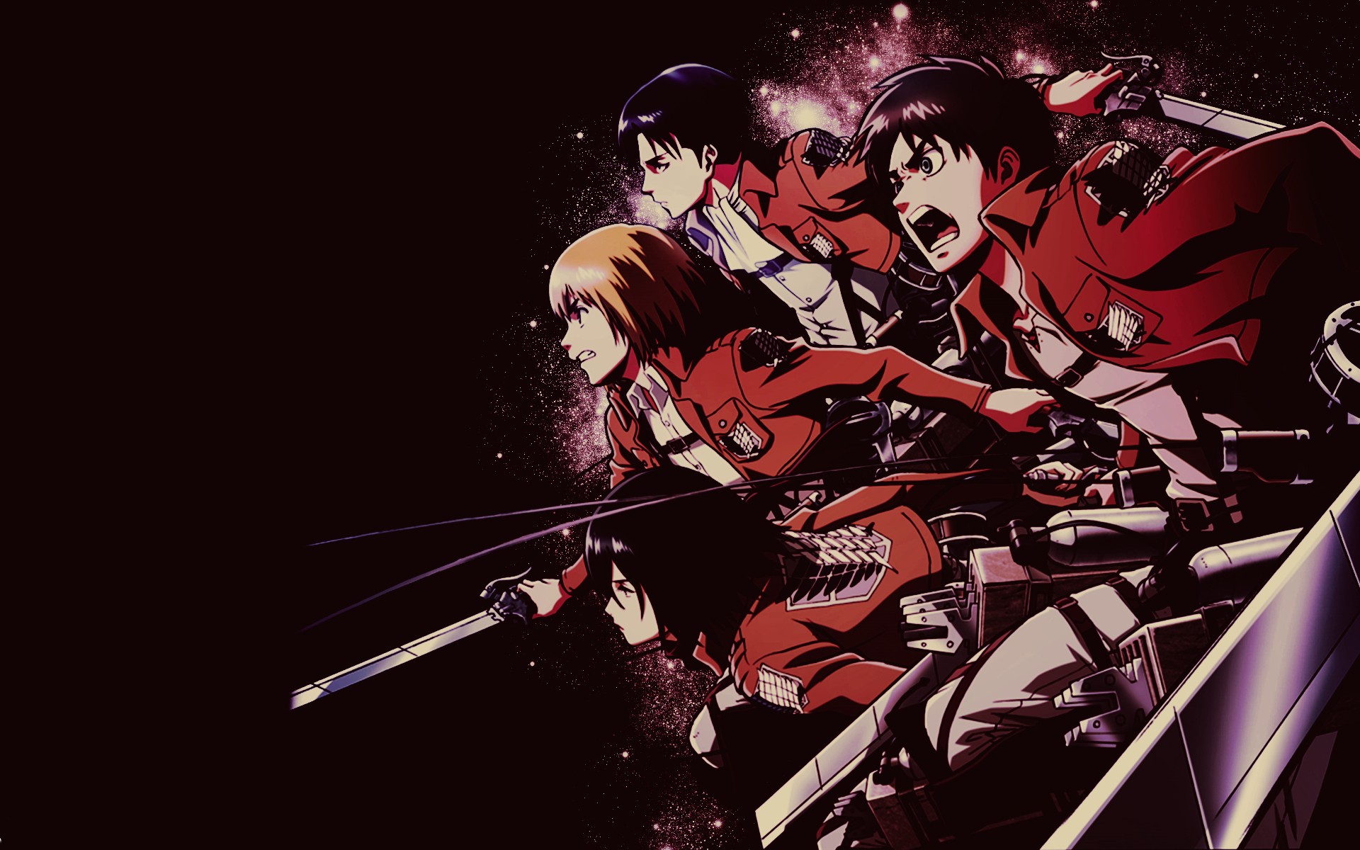 Shingeki no Kyojin Characters Ready for Battle HD Wallpaper