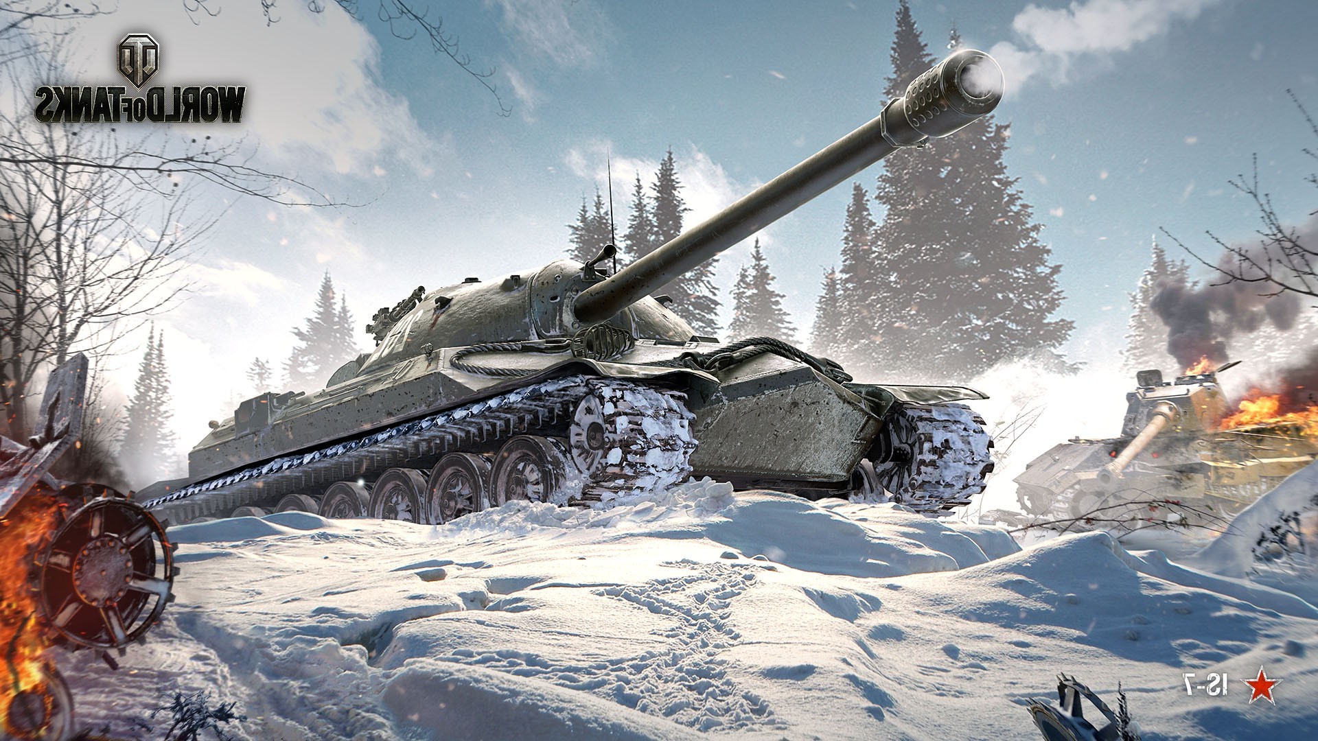 World of Tanks winter battle scene HD Wallpaper