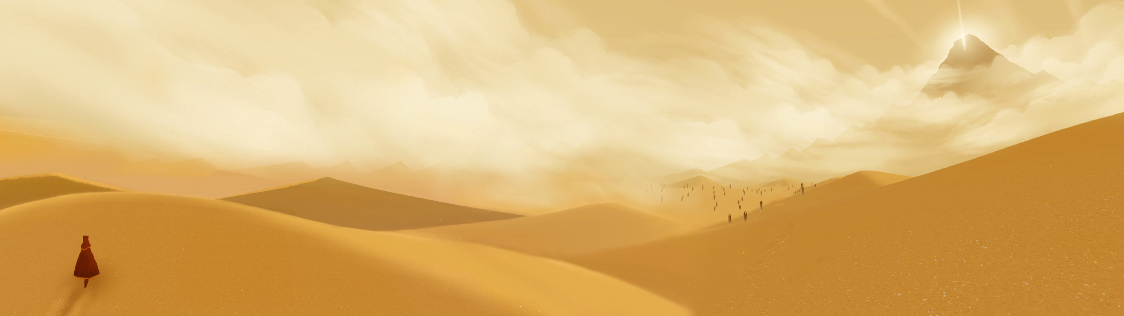 Journey game desert landscape with pilgrims HD Wallpaper