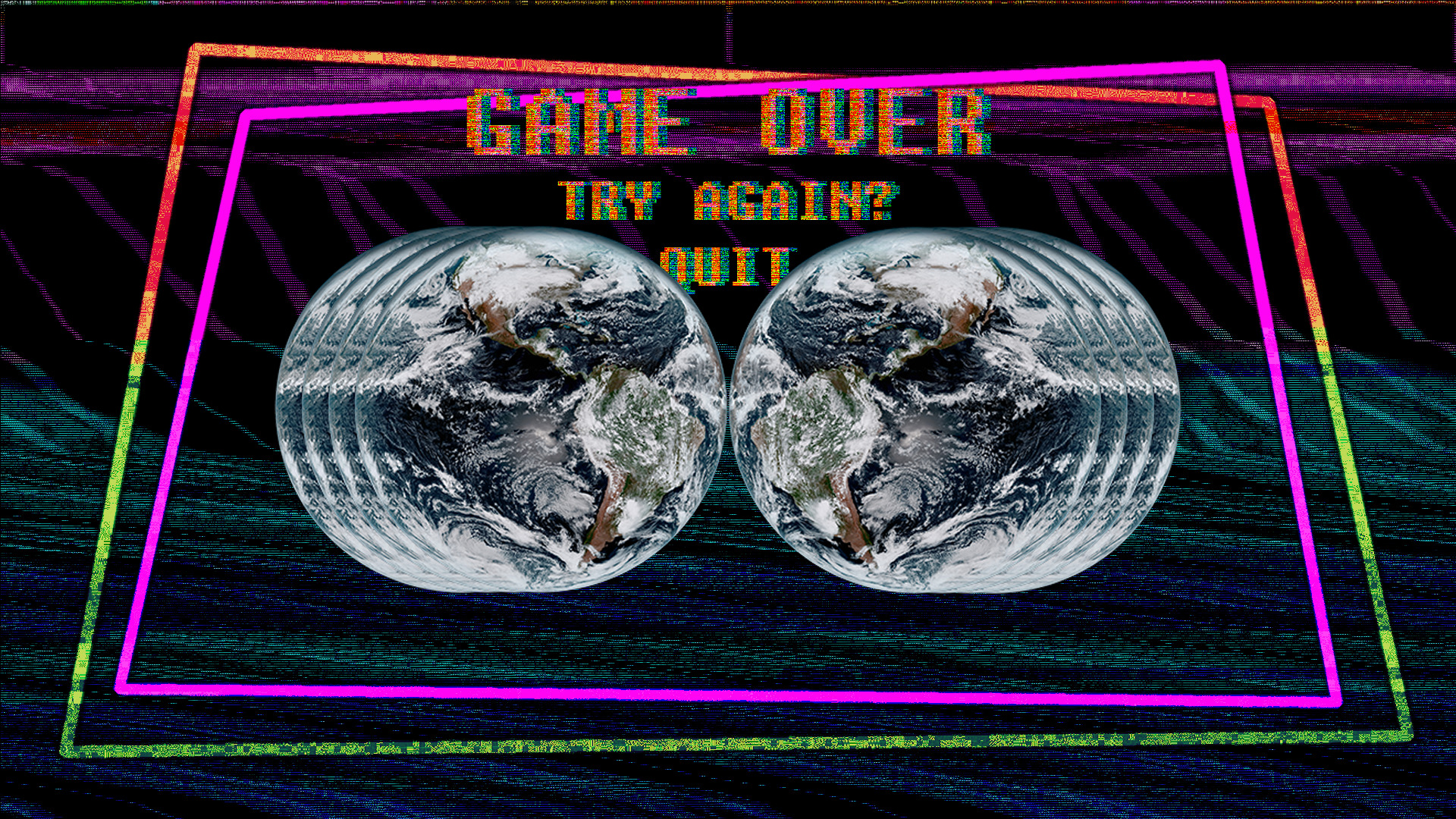 Game Over Glitch Art with Earths HD Wallpaper