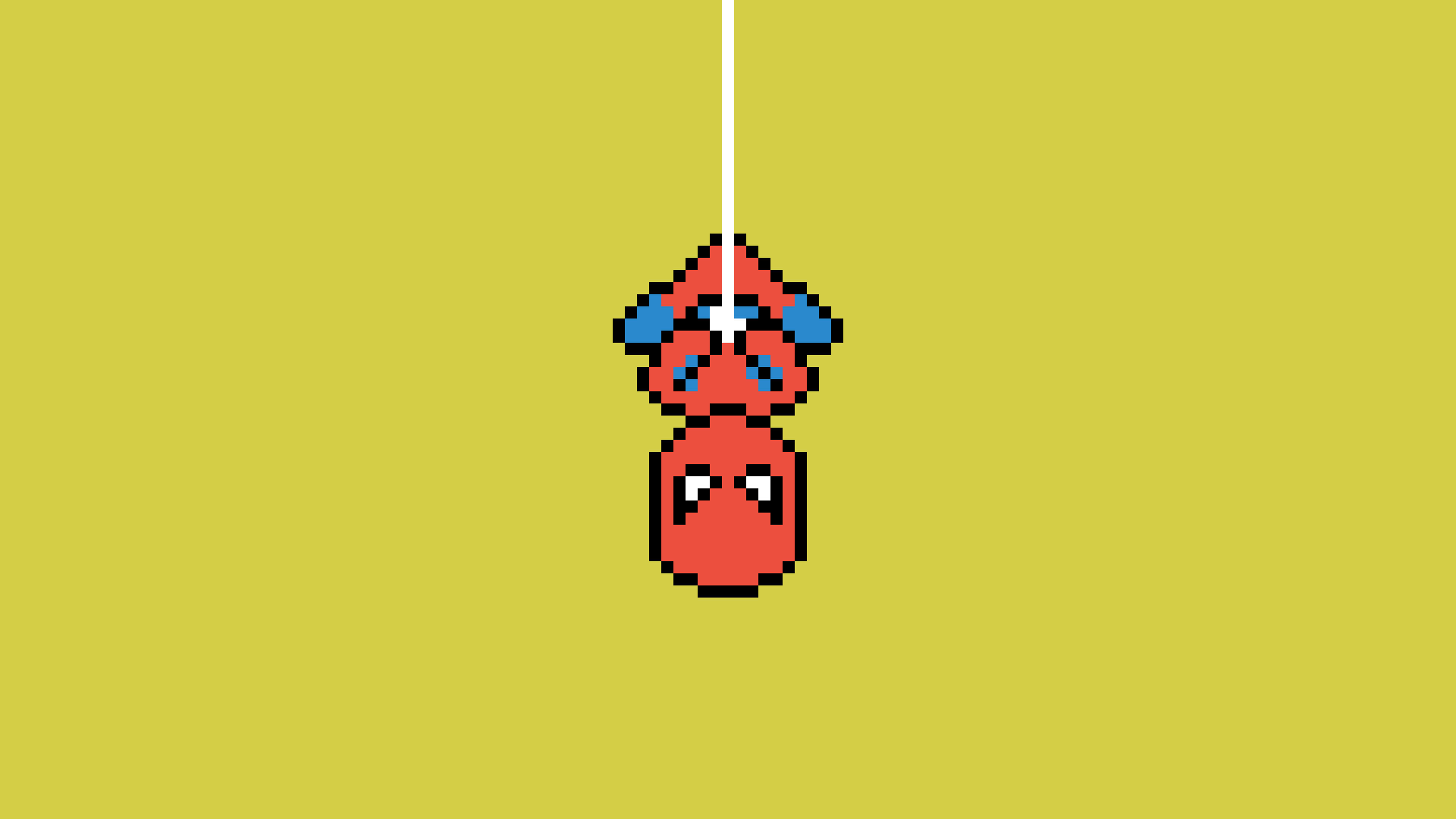 Pixel Art Spider-Man Hanging Upside Down HD Wallpaper