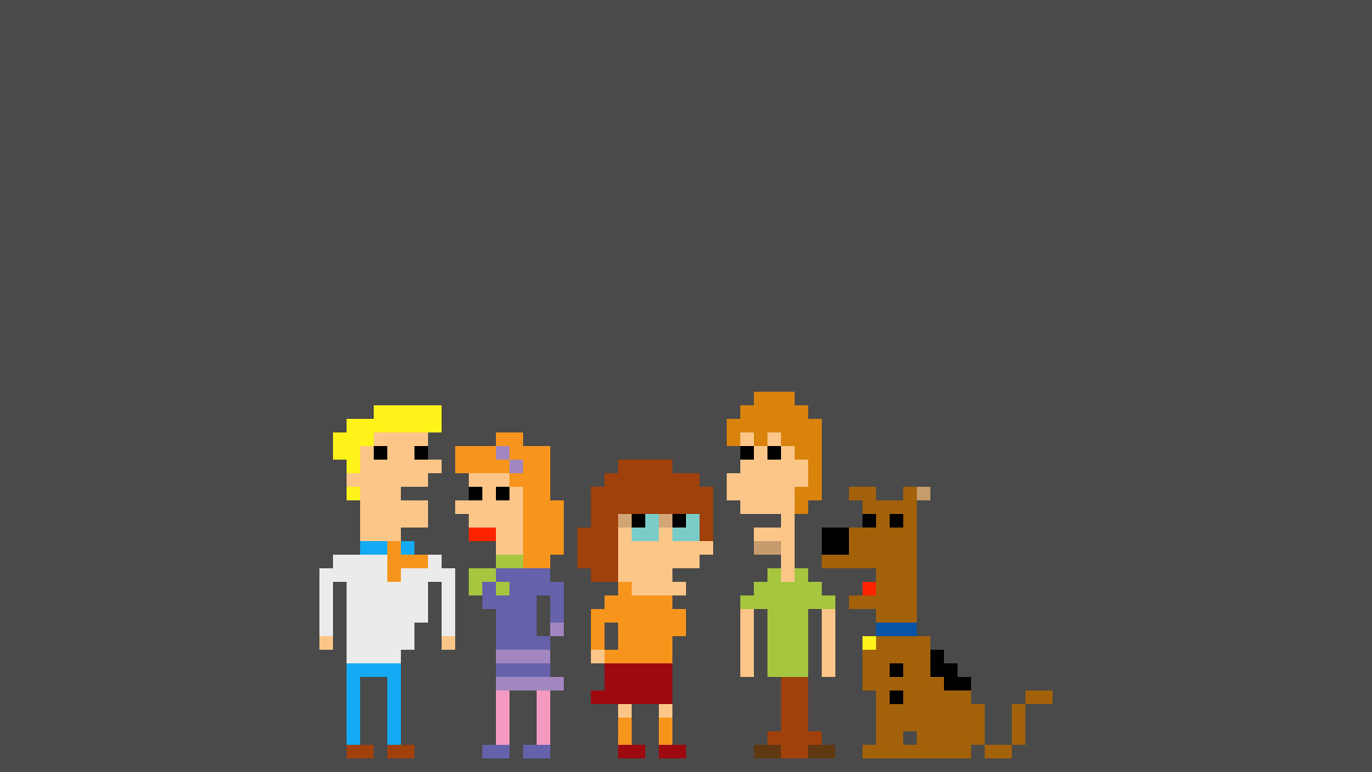 Pixel art of Scooby-Doo characters HD Wallpaper