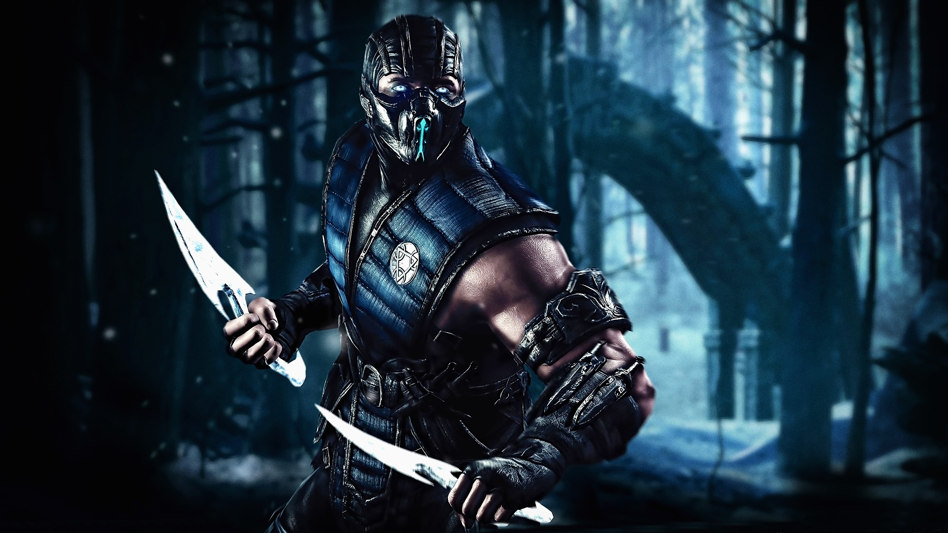 Sub-Zero from Mortal Kombat holding ice daggers HD Wallpaper