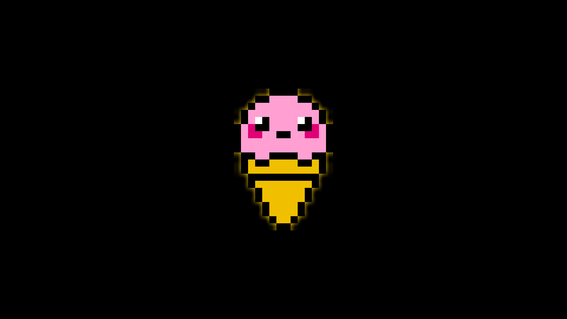 Pixel art pink ice cream cone with cute face HD Wallpaper