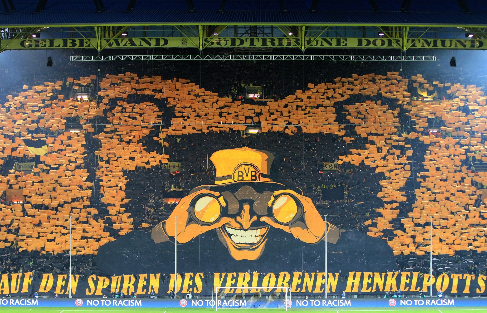 Borussia Dortmund fans display tifo in Signal Iduna Park HD Wallpaper